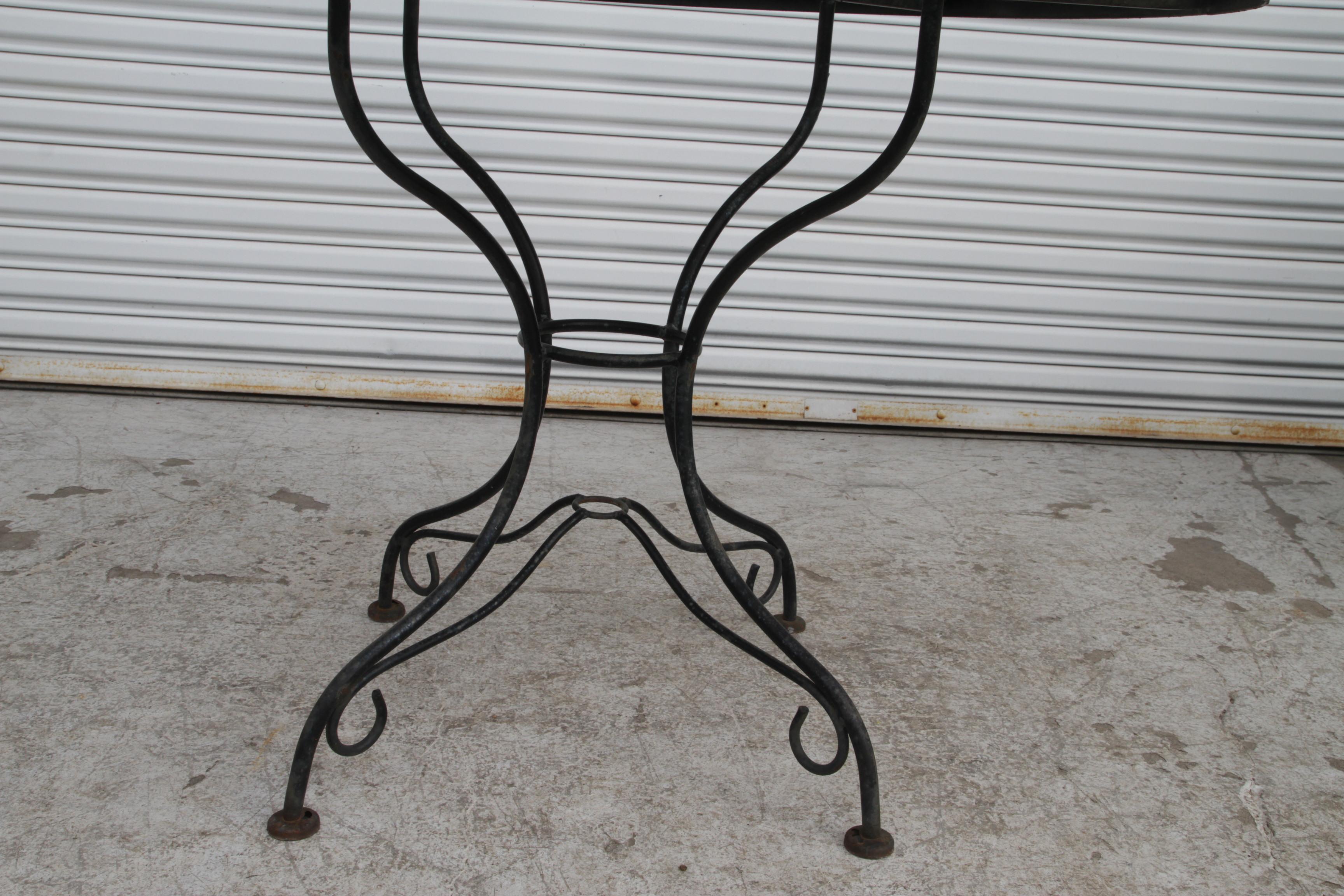 American Vintage Salterini Wrought Iron Outdoor Patio Dining Set For Sale