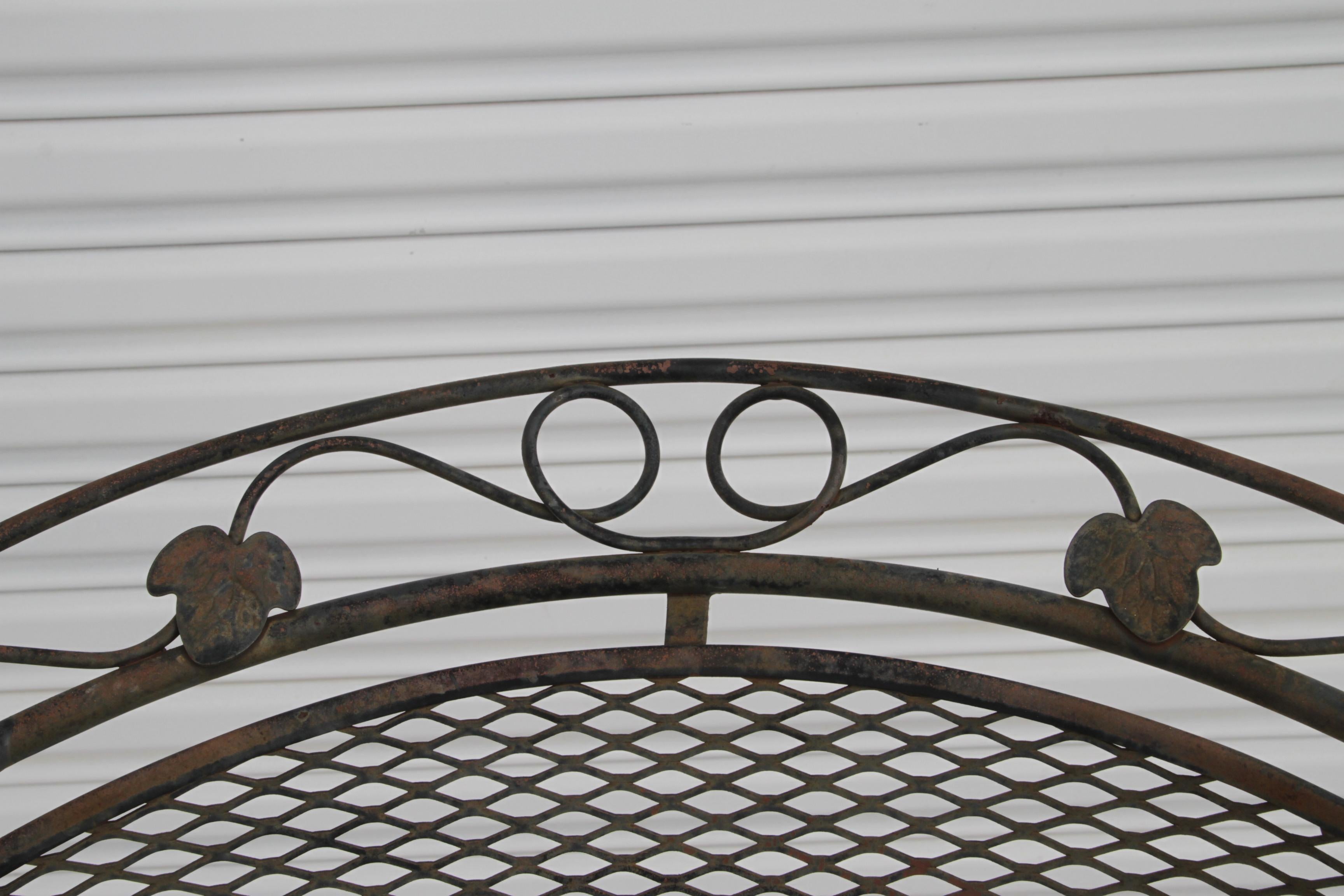 20th Century Vintage Salterini Wrought Iron Outdoor Patio Dining Set For Sale