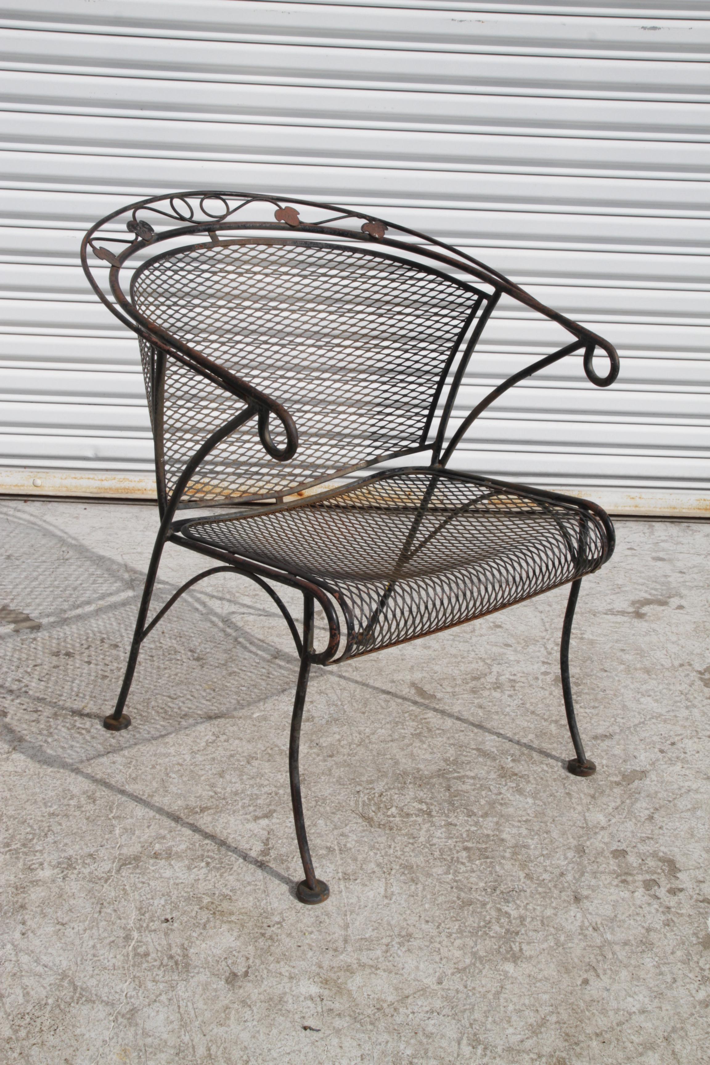 Vintage Salterini Wrought Iron Outdoor Patio Dining Set For Sale 2