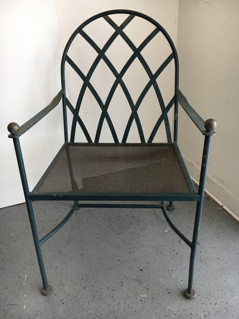 Vintage Wrought Iron Outdoor Patio Dining Set with Four ...