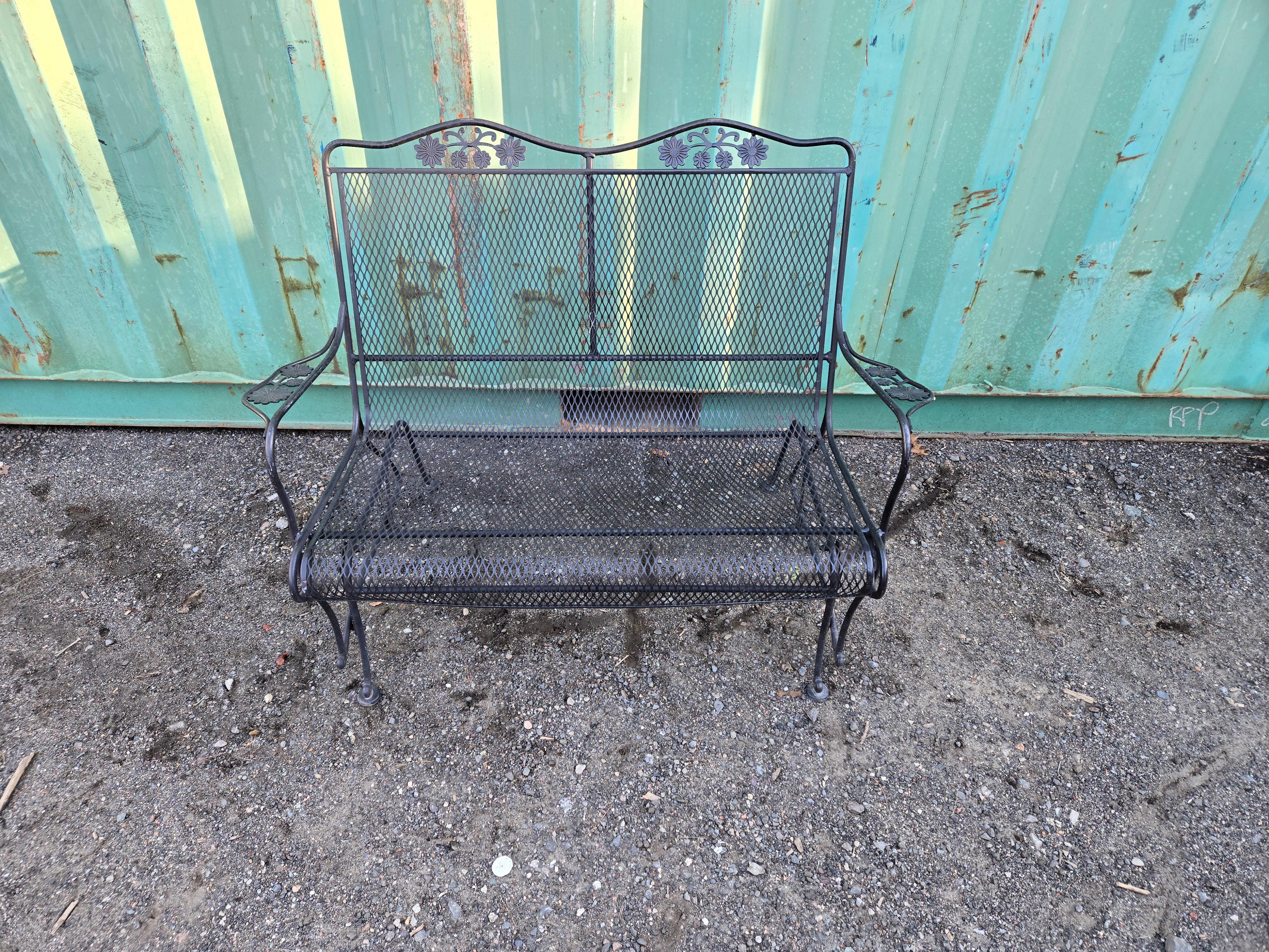 Vintage Wrought Iron Outdoor Patio Glider For Sale 2
