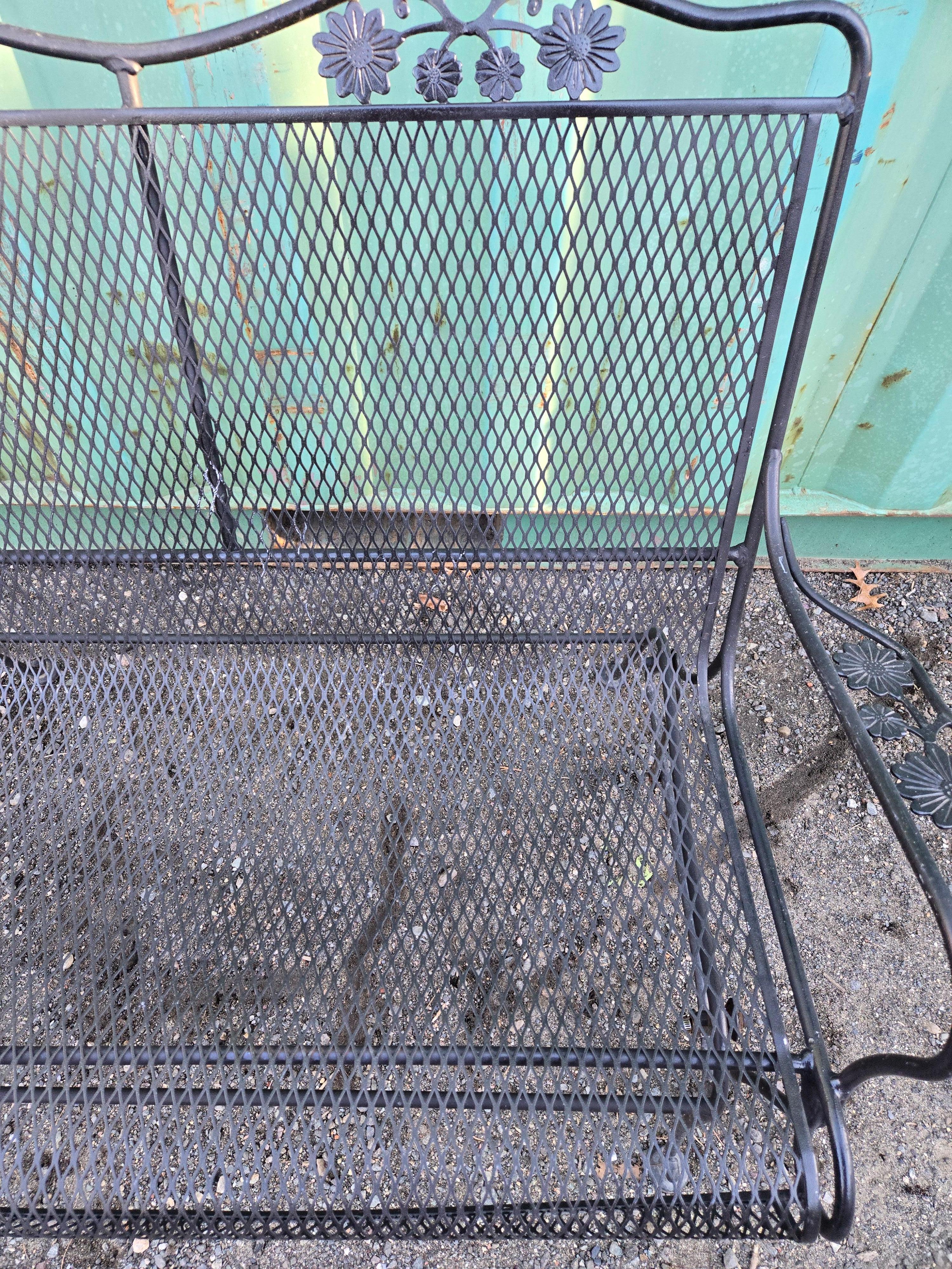 Mid-Century Modern Vintage Wrought Iron Outdoor Patio Glider For Sale