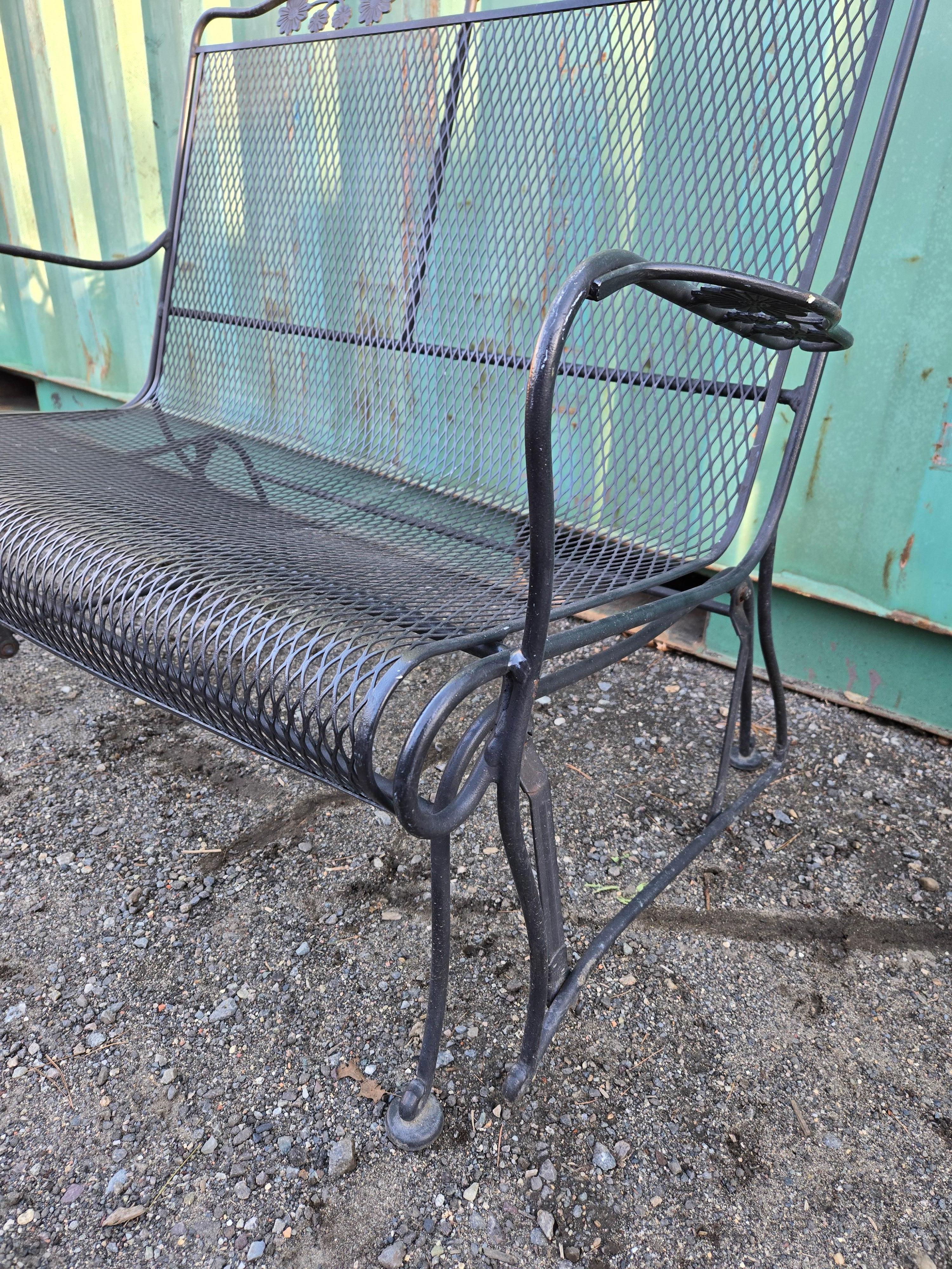 Vintage Wrought Iron Outdoor Patio Glider In Good Condition For Sale In Cumberland, RI