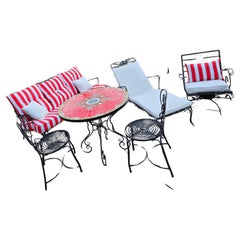 Retro Wrought Iron Outdoor Patio Set 5 Piece