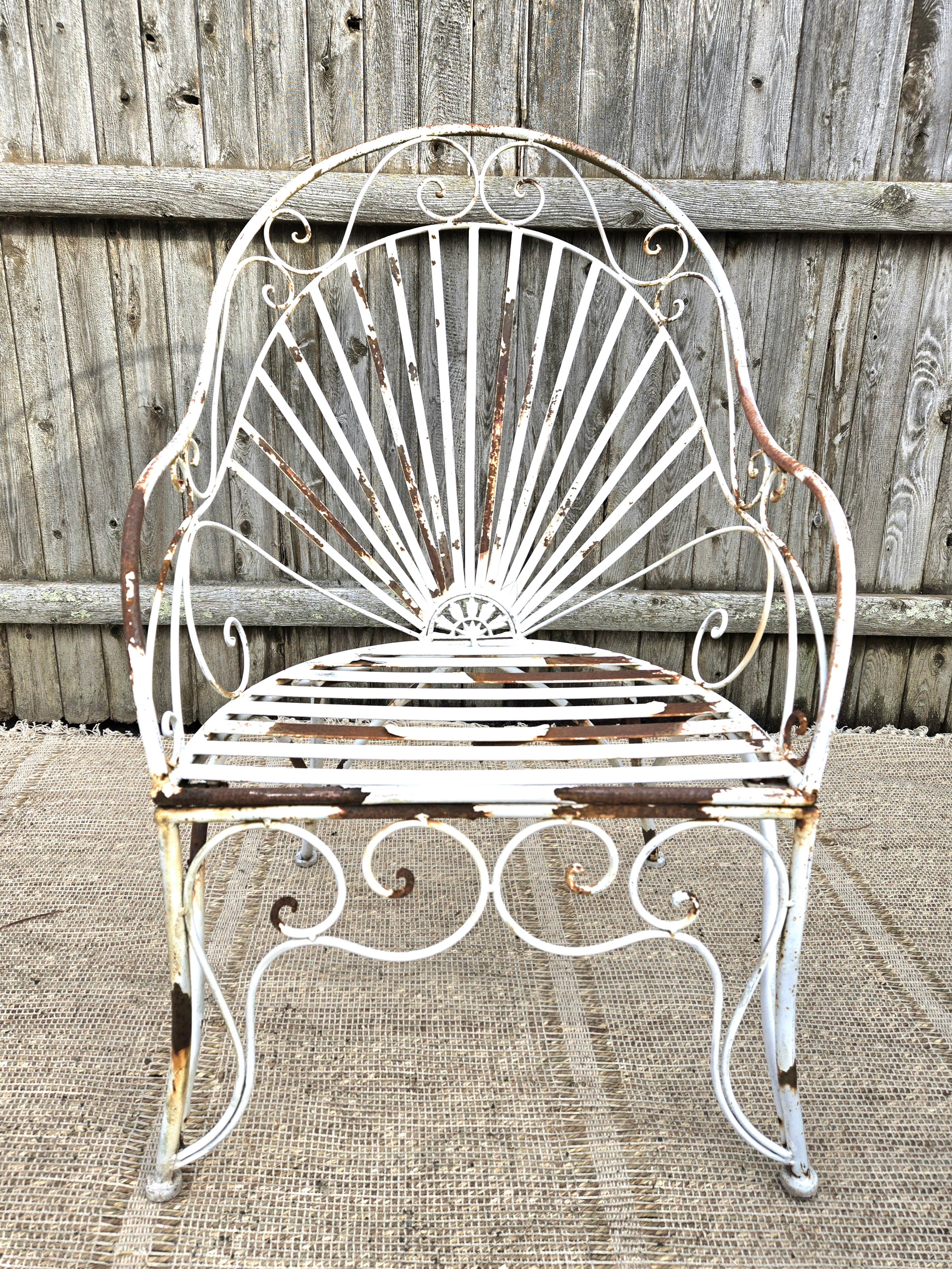 Vintage Wrought Iron Outdoor Seating For Sale 1