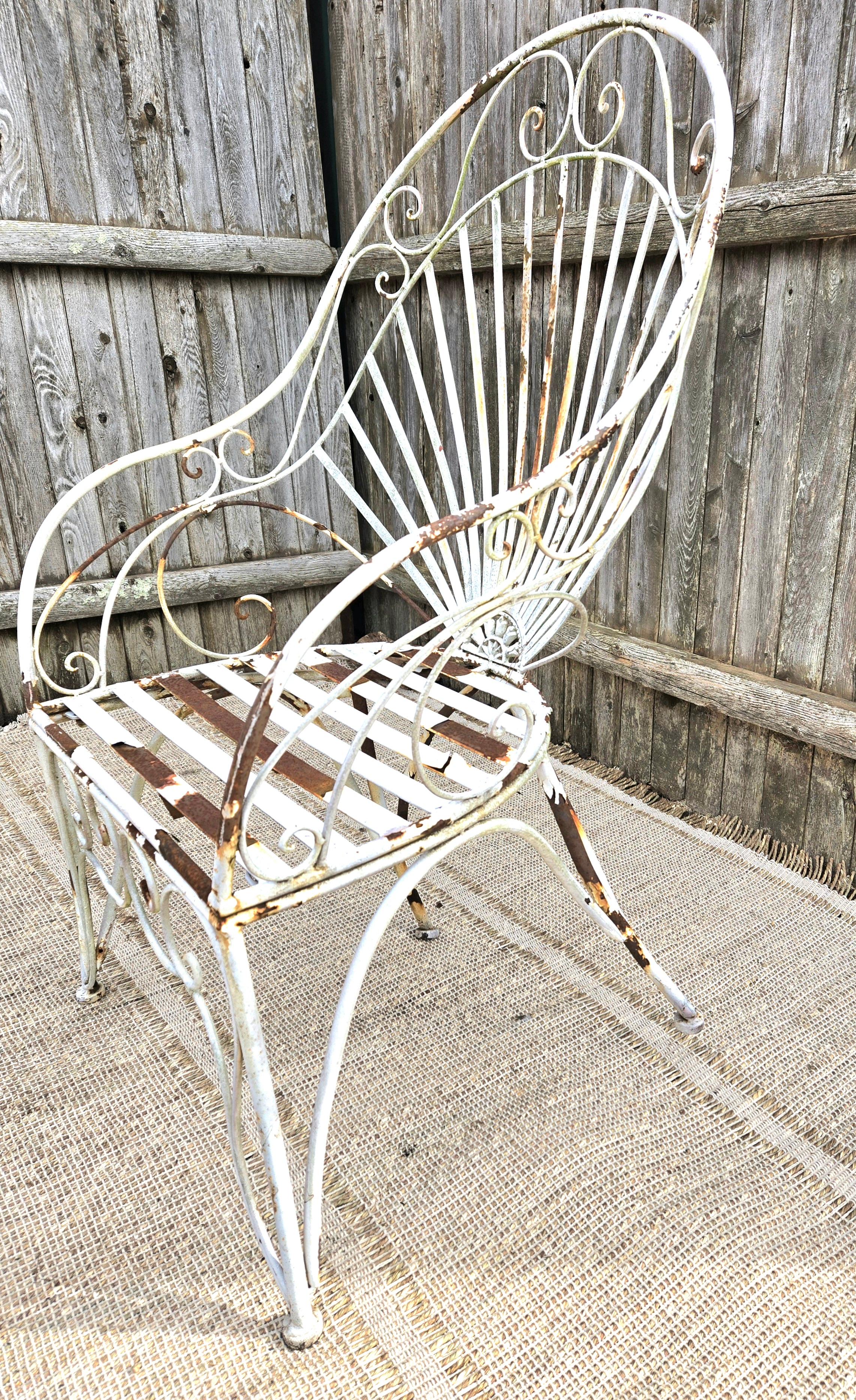 Vintage Wrought Iron Outdoor Seating For Sale 3
