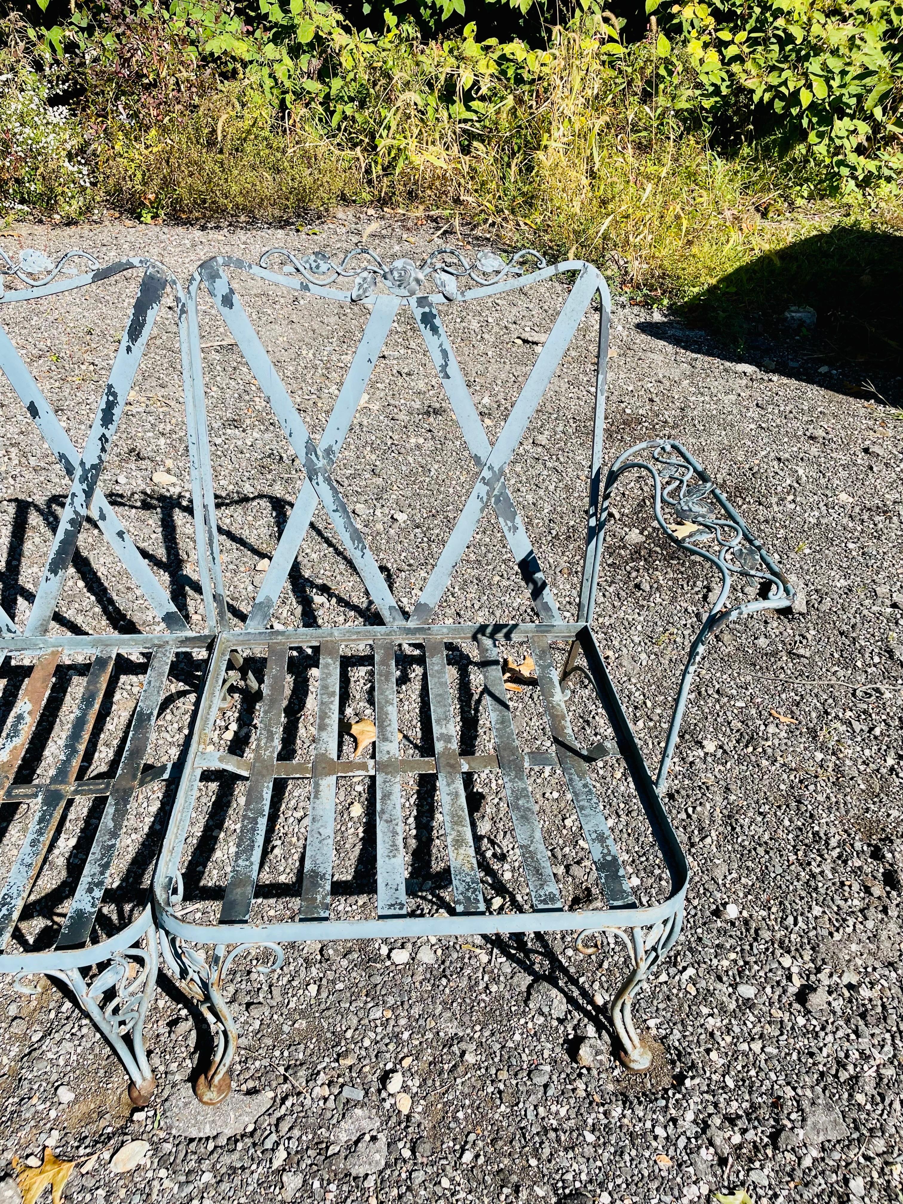 Vintage Wrought Iron Outdoor Sofa
 For Sale 2