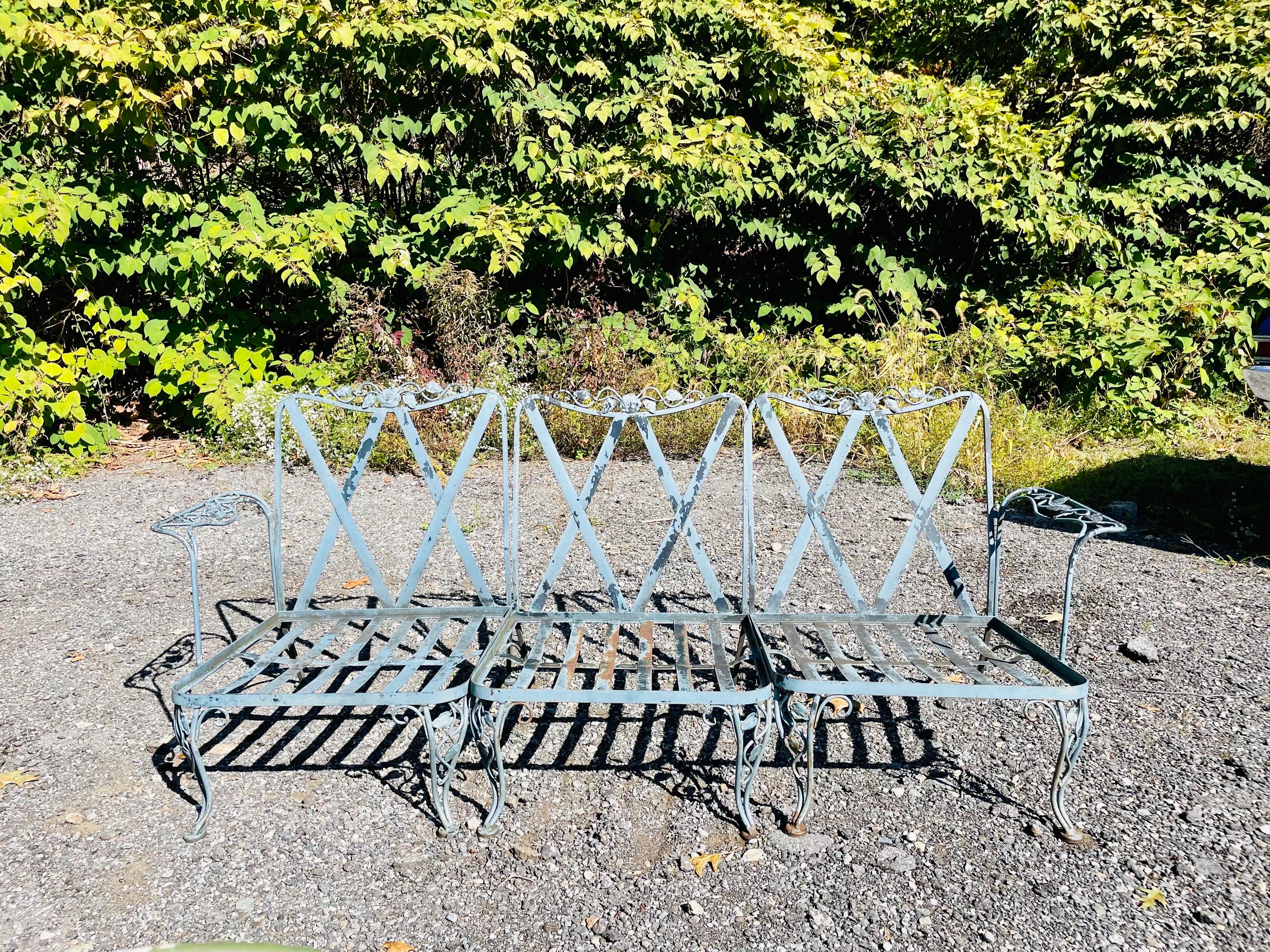 20th Century Vintage Wrought Iron Outdoor Sofa
 For Sale