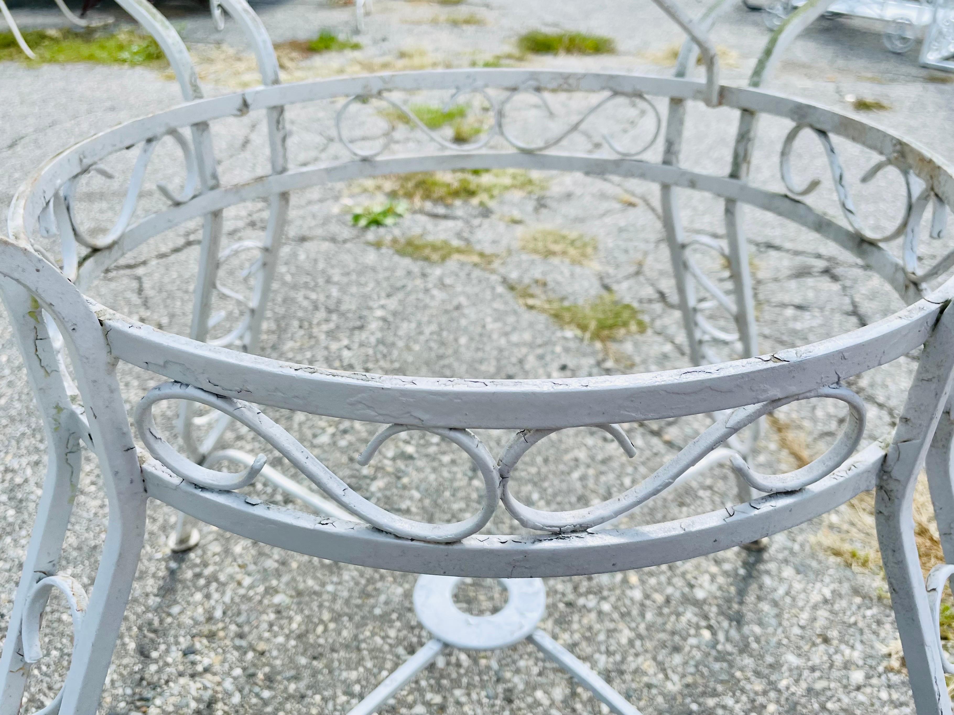 Vintage Wrought Iron Outdoor Table Mesh and Scroll For Sale 3