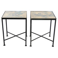 Vintage Wrought Iron Pair Side / End Table