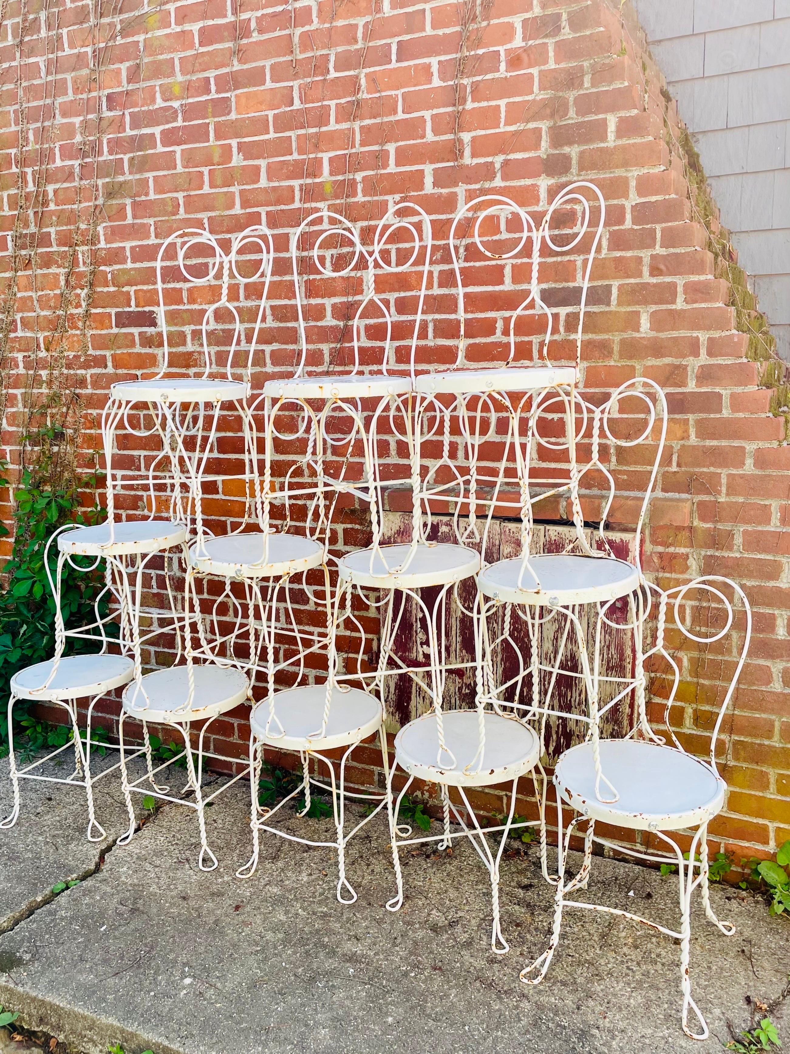 Vintage Wrought Iron Parlor Cafe Bistro Chairs A set of 12 4