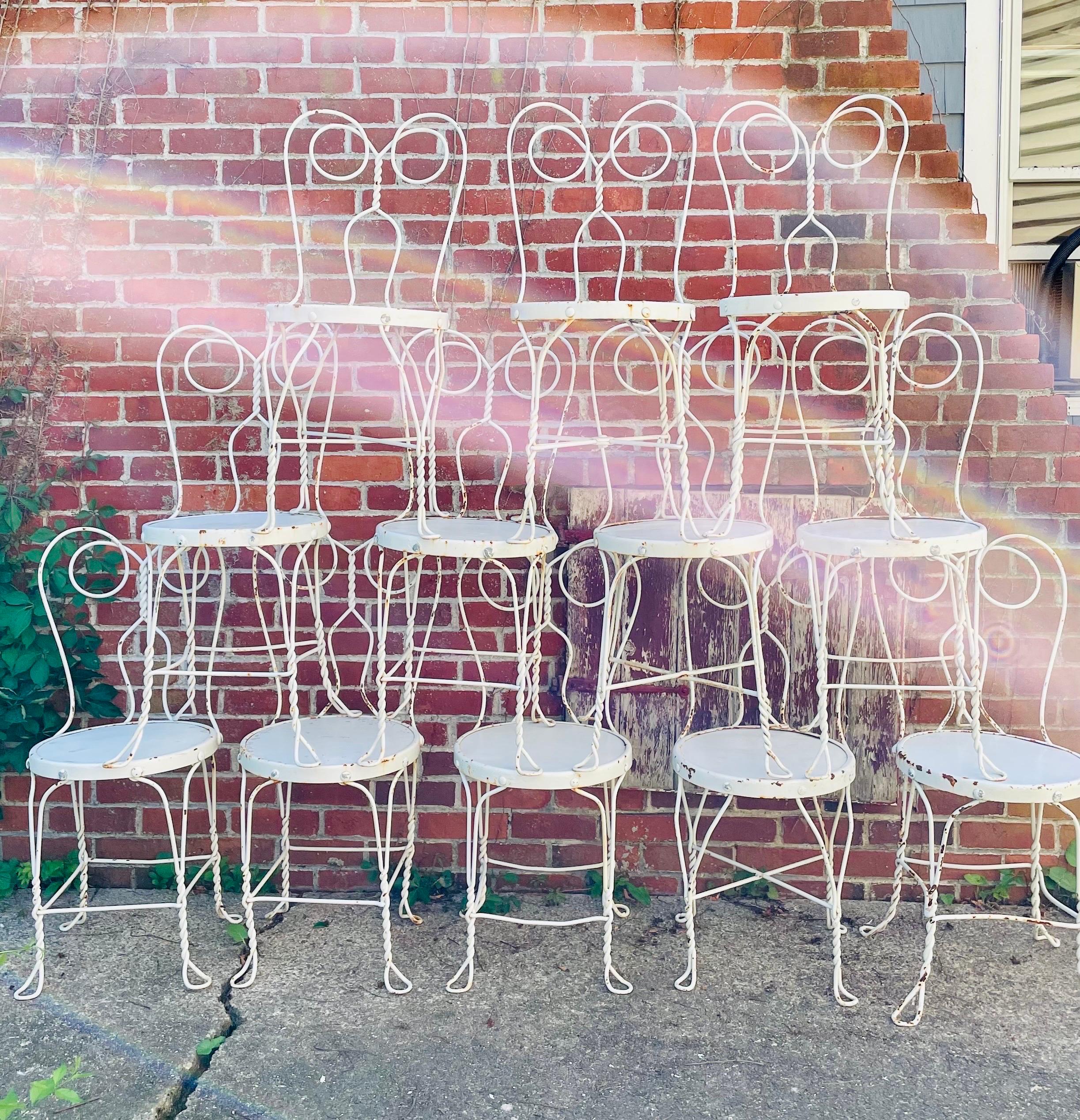 Vintage Wrought Iron Parlor Cafe Bistro Chairs A set of 12 8
