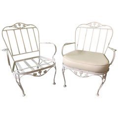 Vintage Woodard Wrought Iron Patio Chair Pair