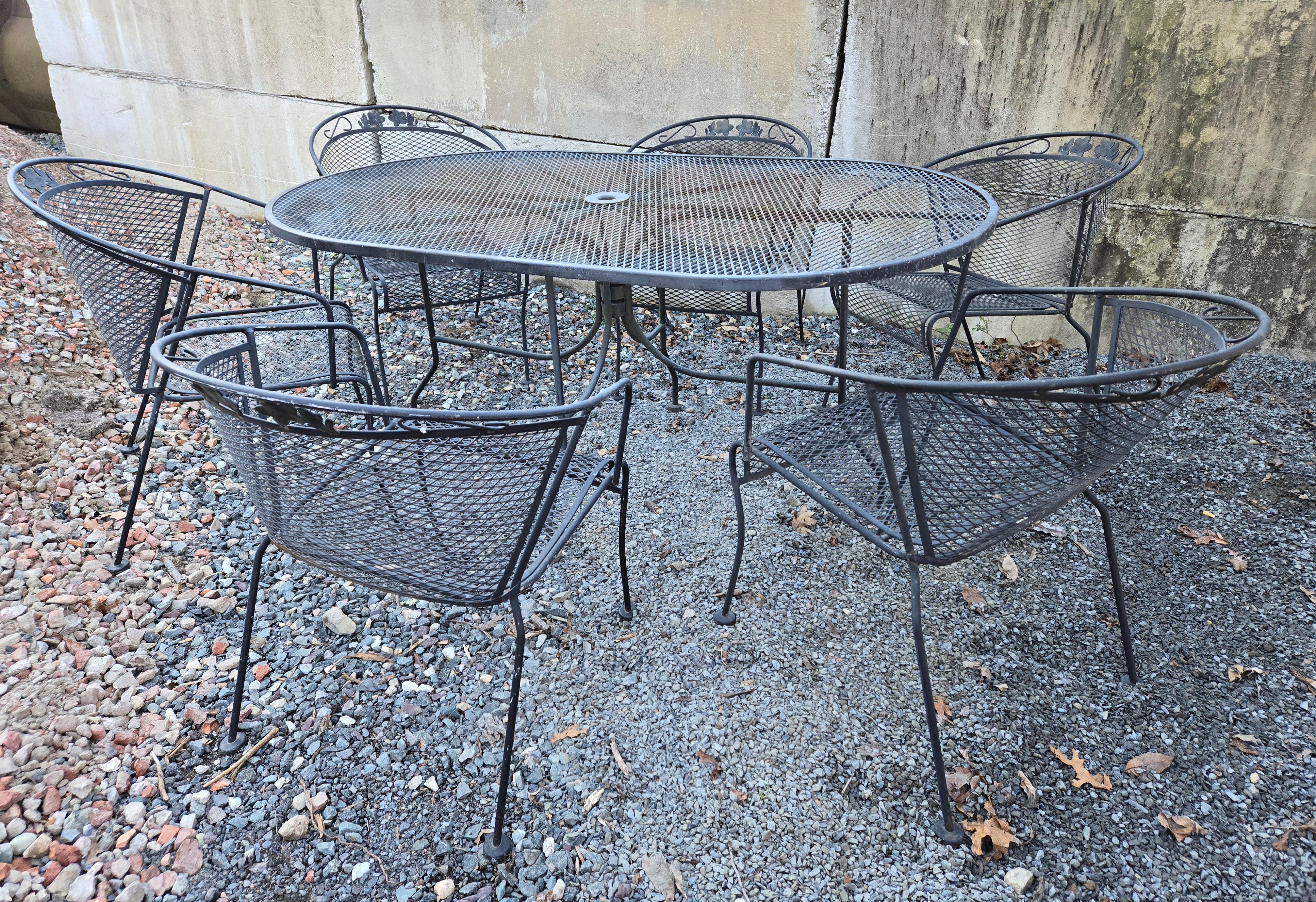 Vintage Wrought Iron Patio Chairs A Set of 6 For Sale 2