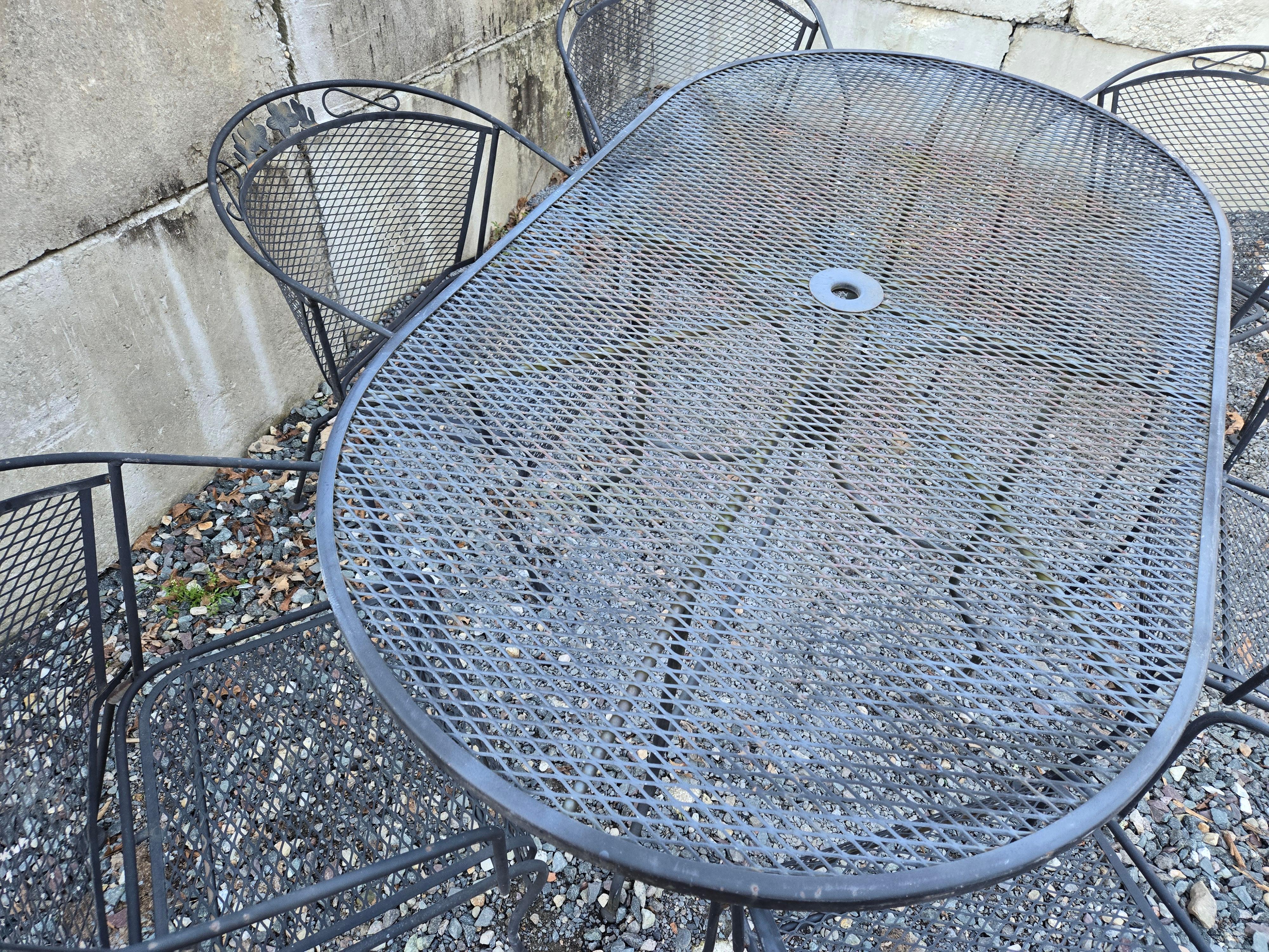 Vintage Wrought Iron Patio Chairs A Set of 6 For Sale 3