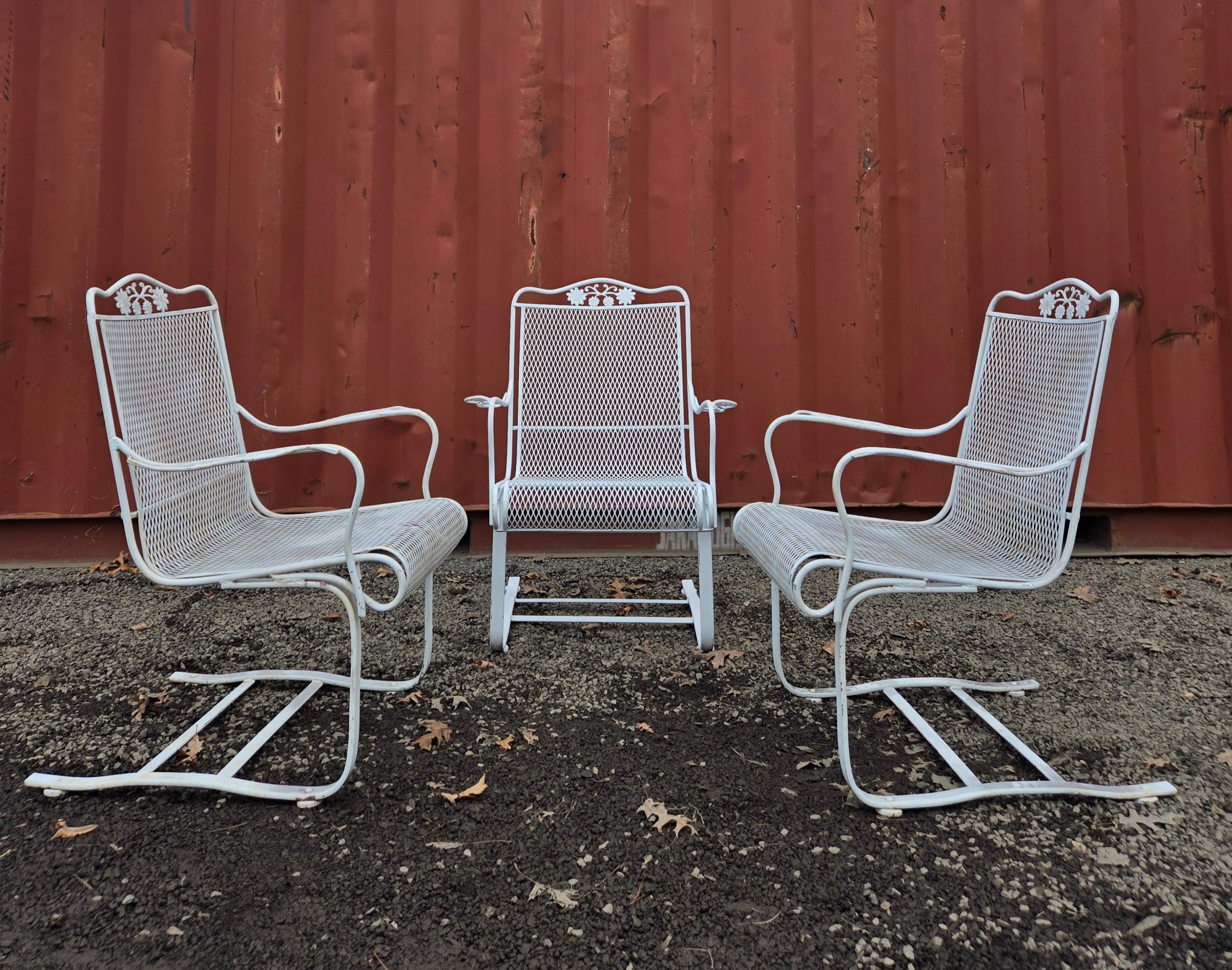 Available now for your enjoyment and ready to ship is a Set of 3 Vintage Wrought Iron Patio Chairs by Woodard.
This lovely Wrought Iron Set of of 3 Chairs are the perfect addition to any garden, terrace, or veranda. Enjoy a glass of lemonade in the