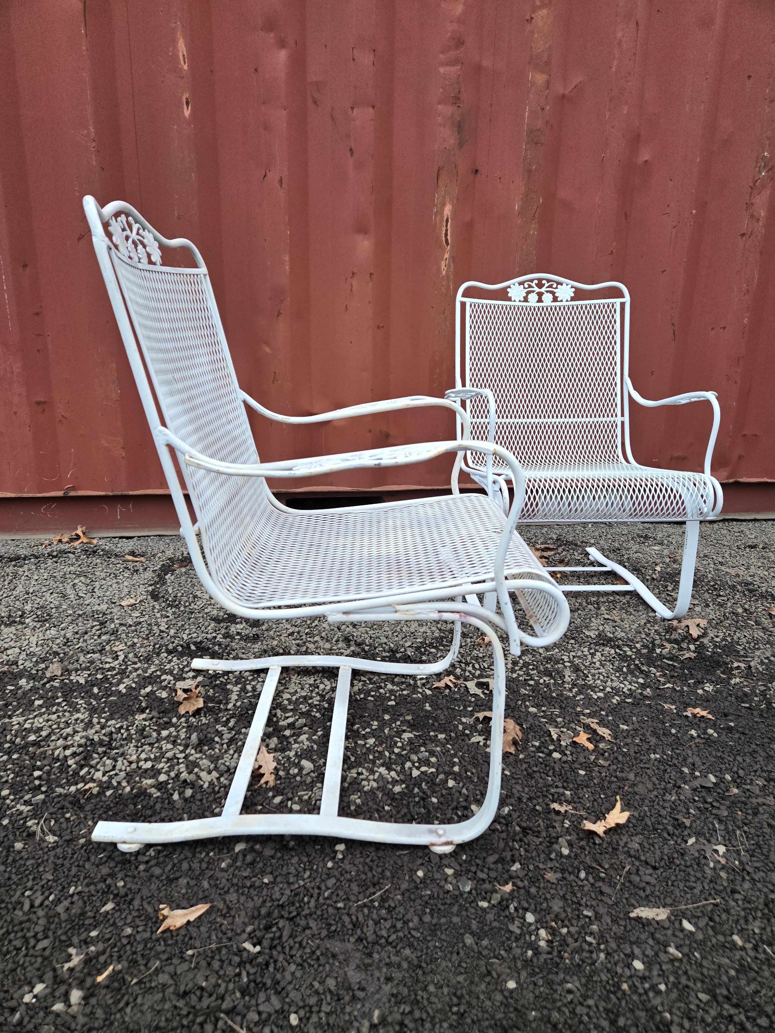 Mid-Century Modern Vintage Wrought Iron Patio Chairs For Sale