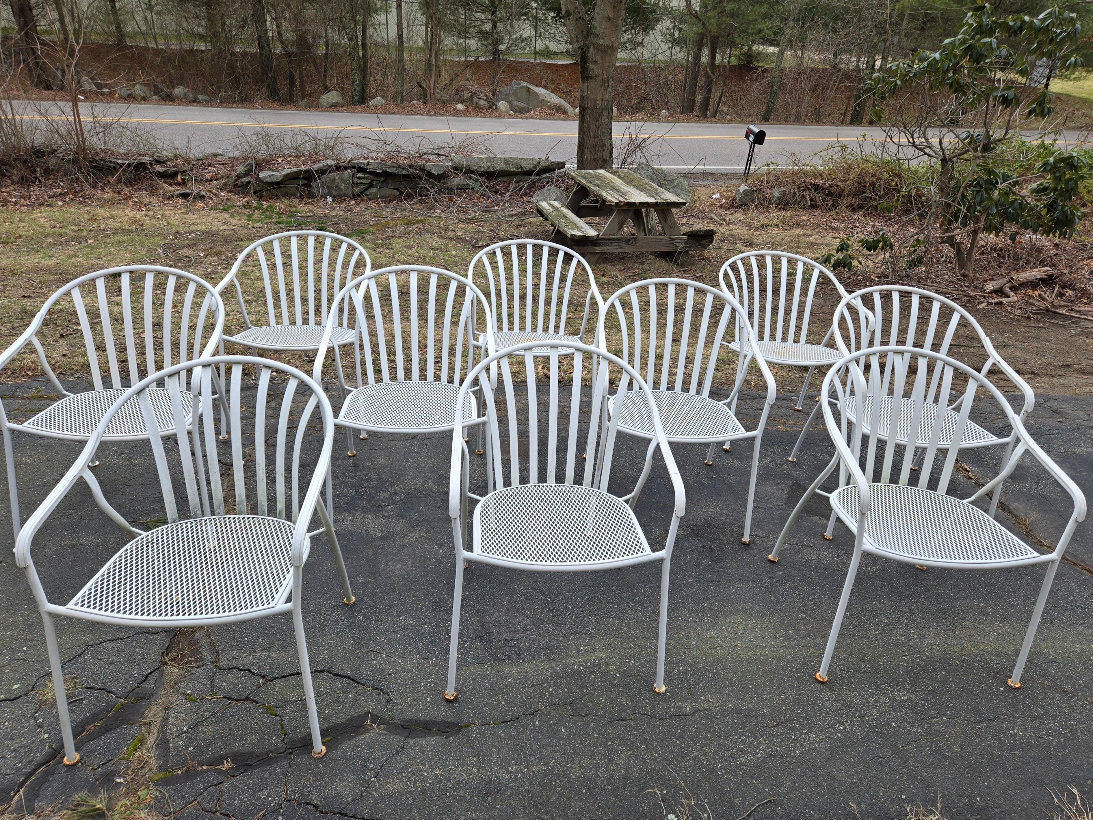 Metal Vintage Wrought Iron Patio Chairs For Sale