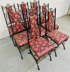 Vintage Wrought Iron Patio Chairs, Set of 8