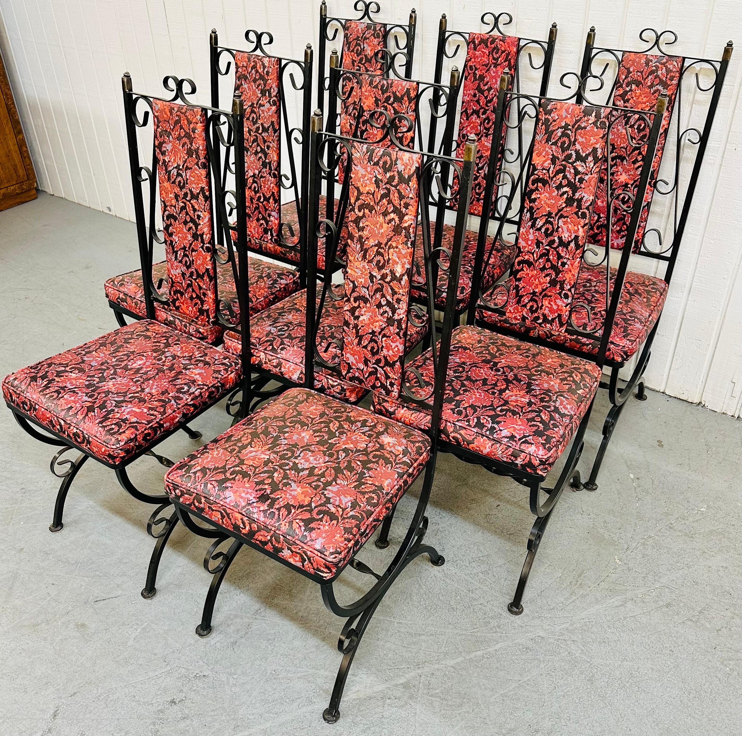 Mid-Century Modern Vintage Wrought Iron Patio Chairs, Set of 8