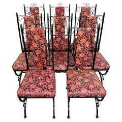 Vintage Wrought Iron Patio Chairs, Set of 8