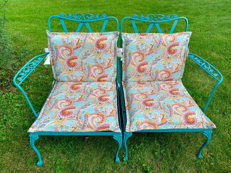 Vintage Wrought Iron Sofa Set Conversation 9 Piece Set For Sale at 1stDibs