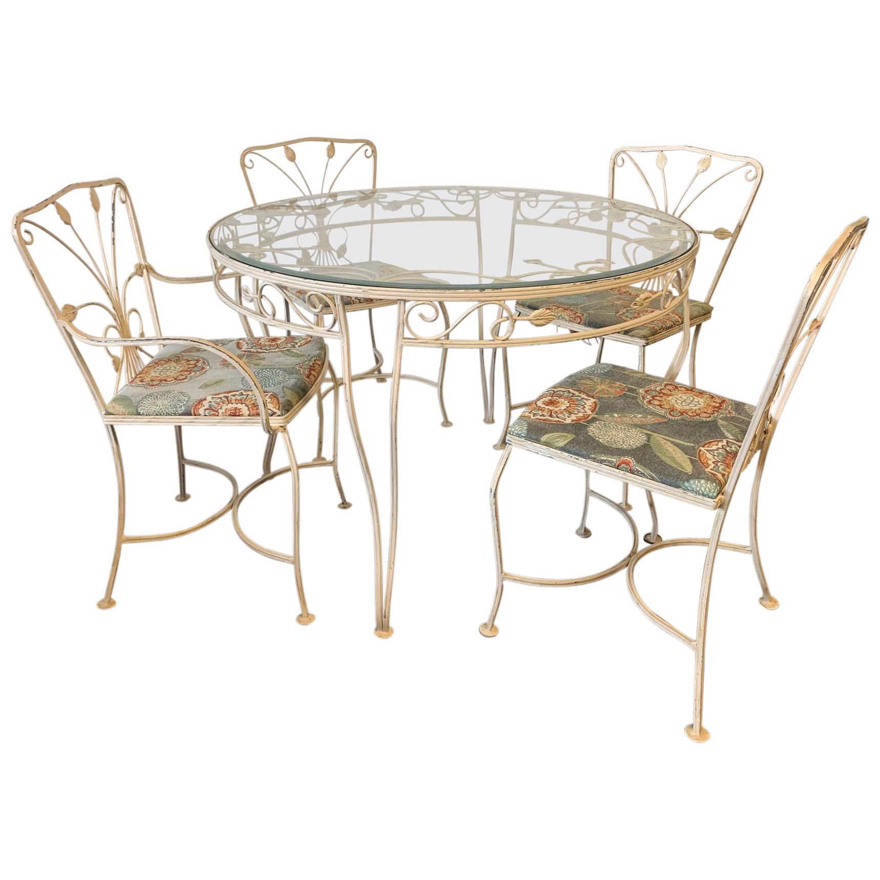 Vintage Wrought Iron Patio Dining Set For Sale at 1stDibs