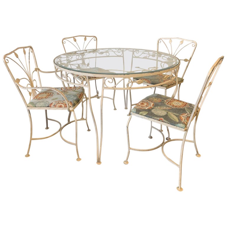 Vintage Wrought Iron Patio Dining Set For Sale at 1stDibs