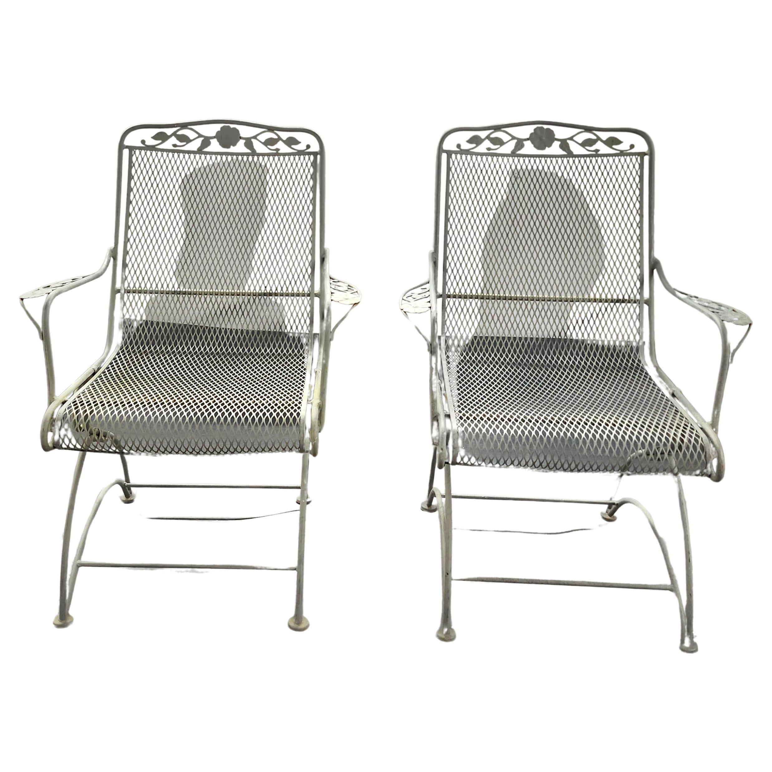 Vintage Wrought Iron Patio Lounge Chairs For Sale