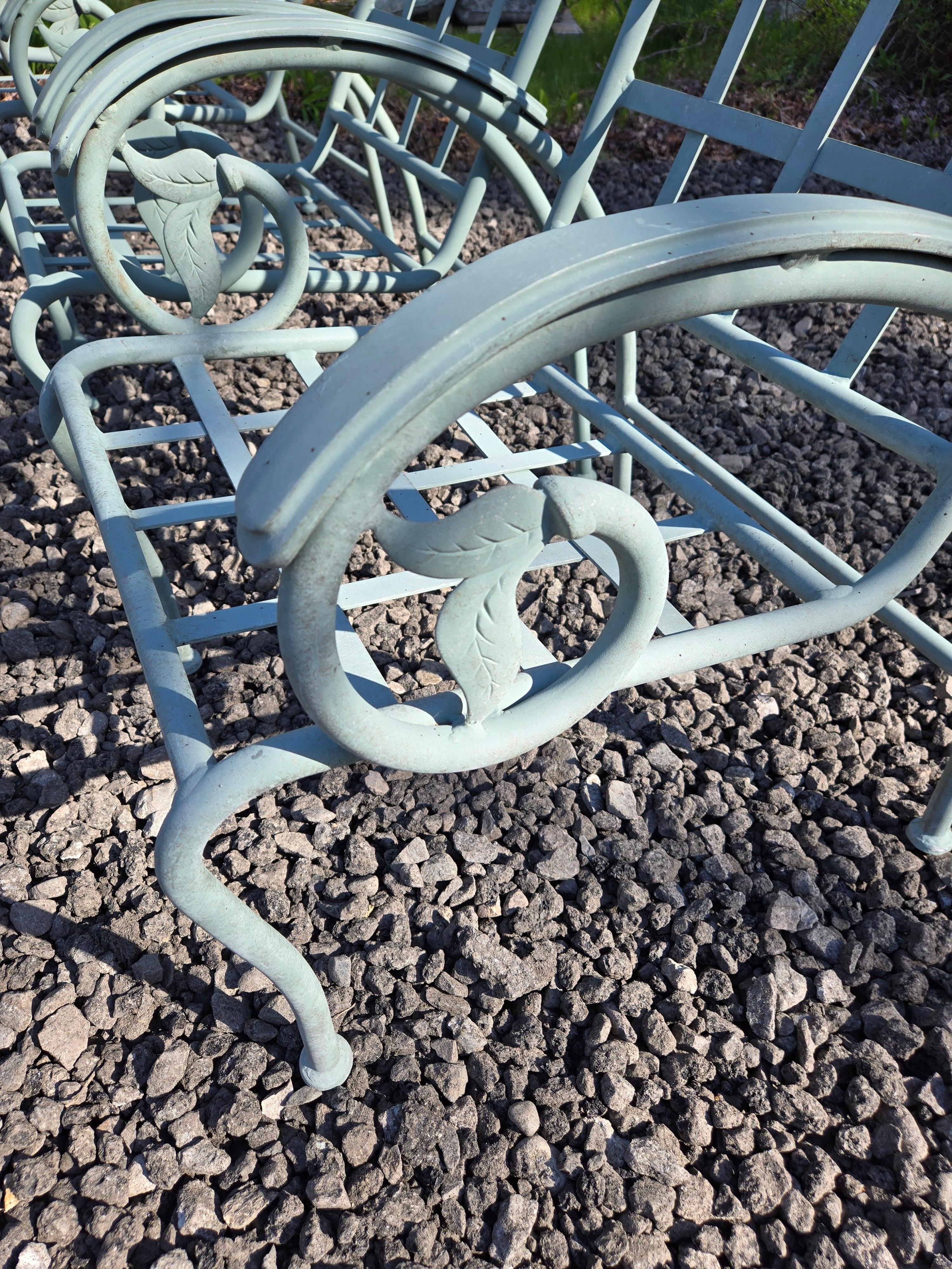 Vintage Wrought Iron Patio Chairs (6) For Sale 5
