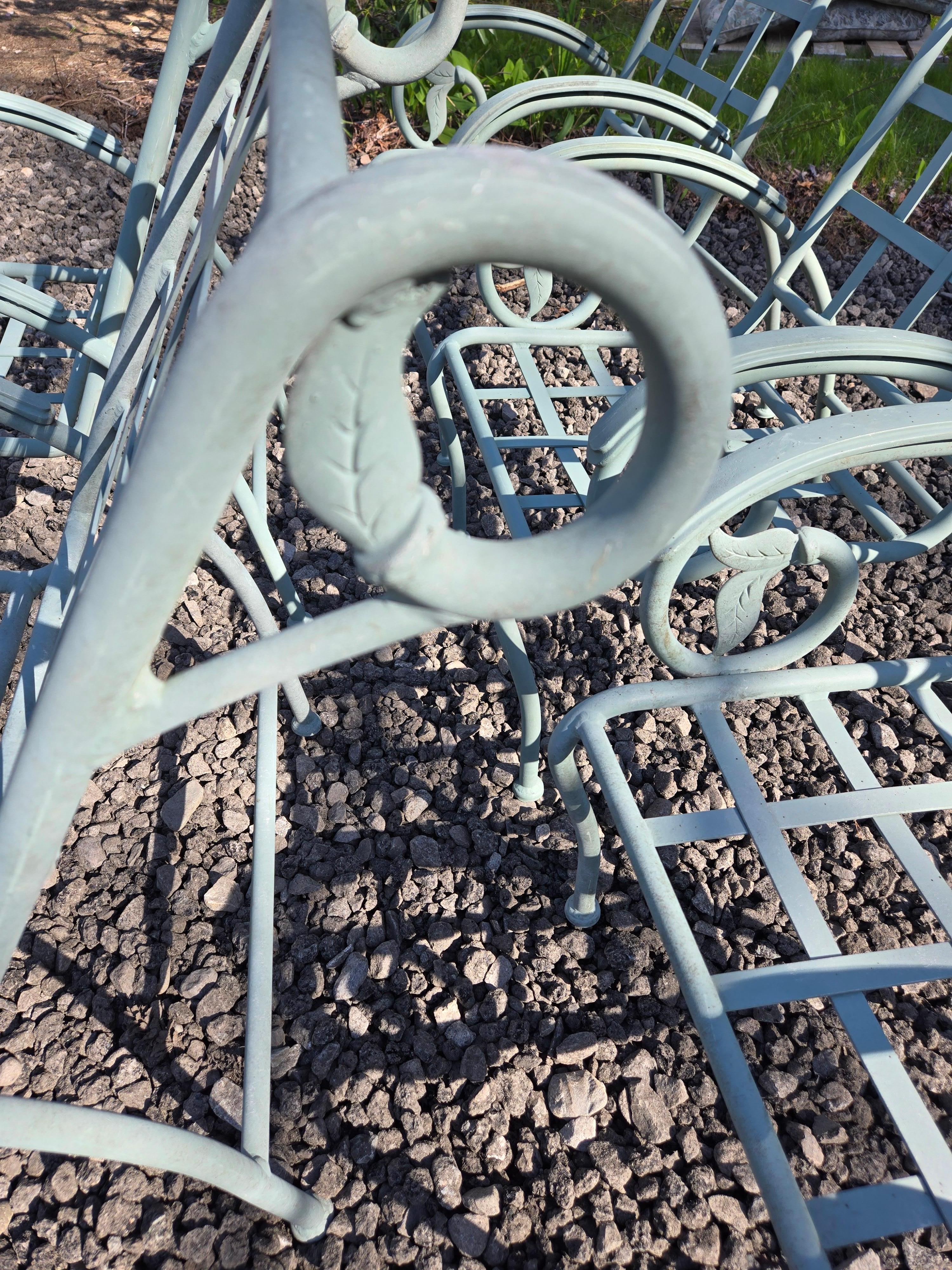 Vintage Wrought Iron Patio Chairs (6) For Sale 6