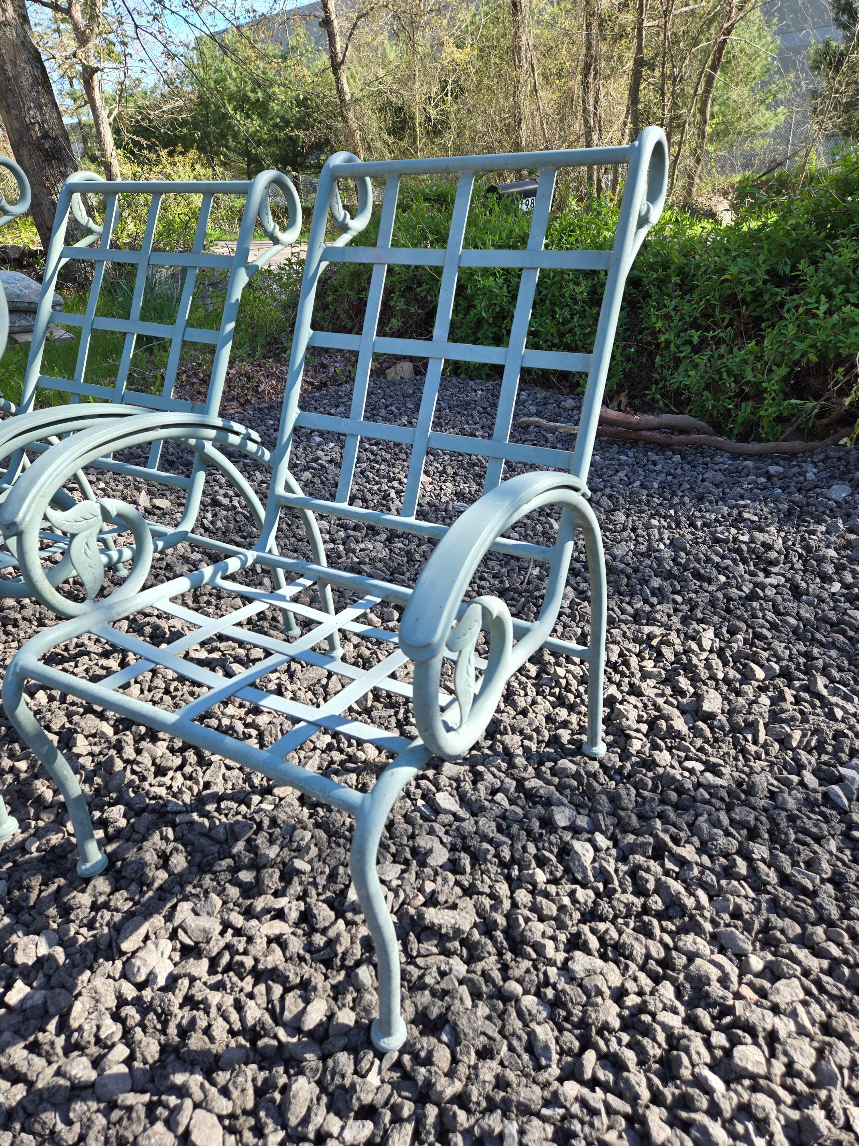 Vintage Wrought Iron Patio Chairs (6) For Sale 2