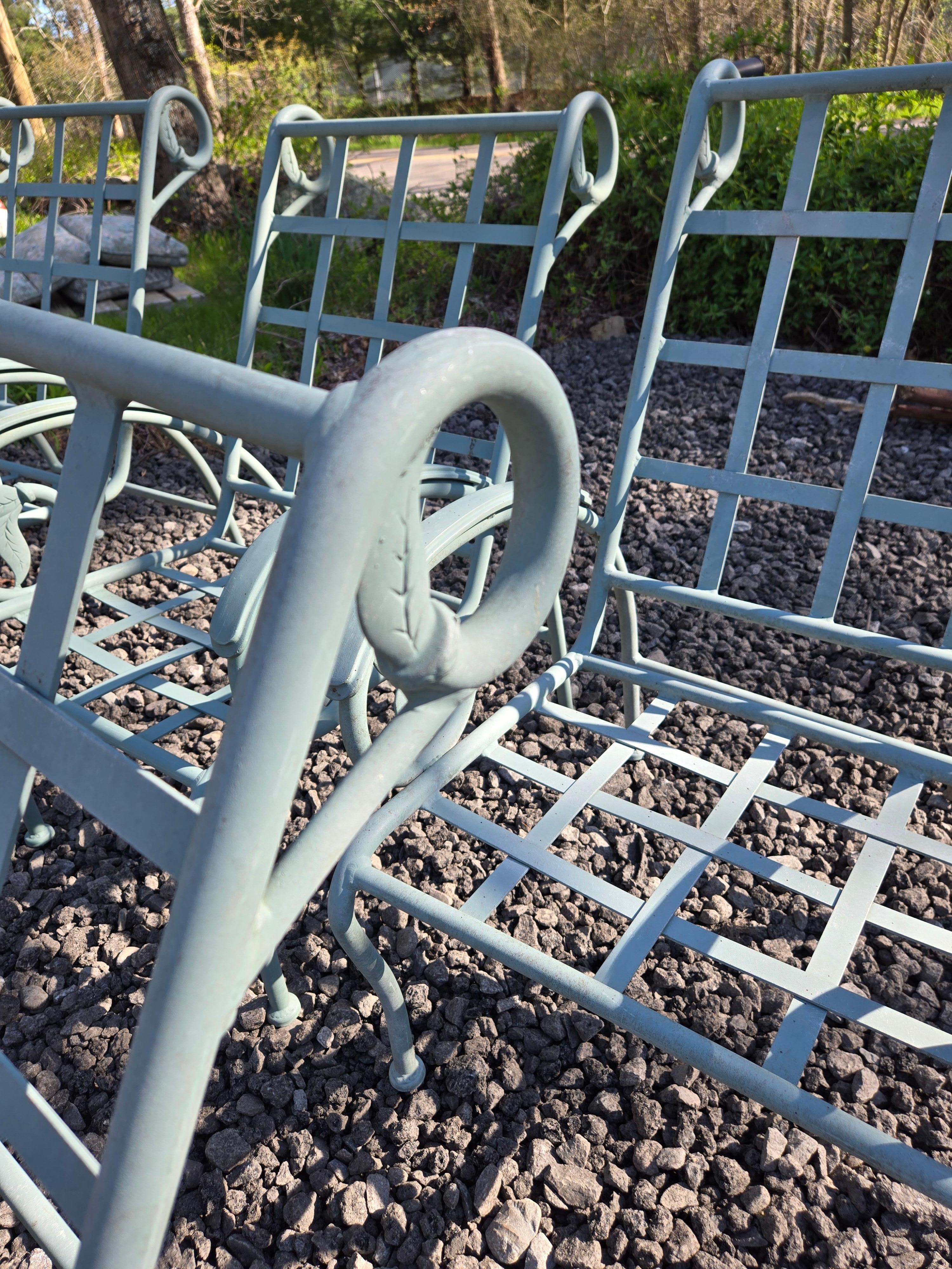 Vintage Wrought Iron Patio Chairs (6) For Sale 4