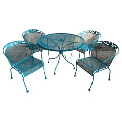 Vintage Wrought Iron Patio Set in the Manner of Russell Woodard