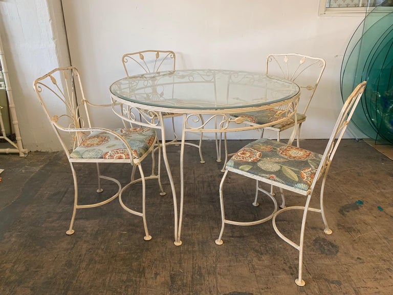 Vintage Wrought Iron Patio Table For Sale at 1stDibs