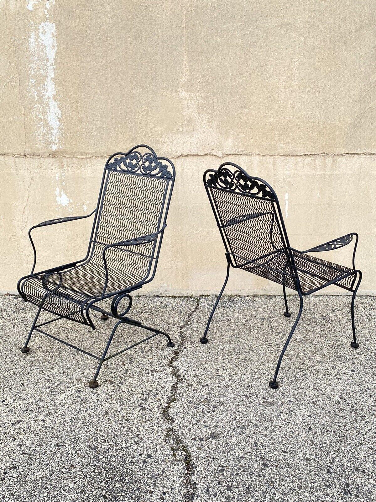 Vintage Wrought Iron Rose and Vine Pattern Garden Patio Chairs - 7 Pc Set For Sale 5