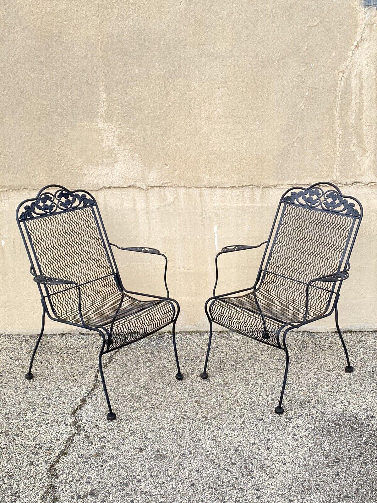 Vintage Wrought Iron Rose and Vine Pattern Garden Patio Chairs - 7 Pc Set For Sale 8