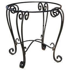 Vintage Wrought Iron Round Scrollwork Pedestal Base Dining Room Table