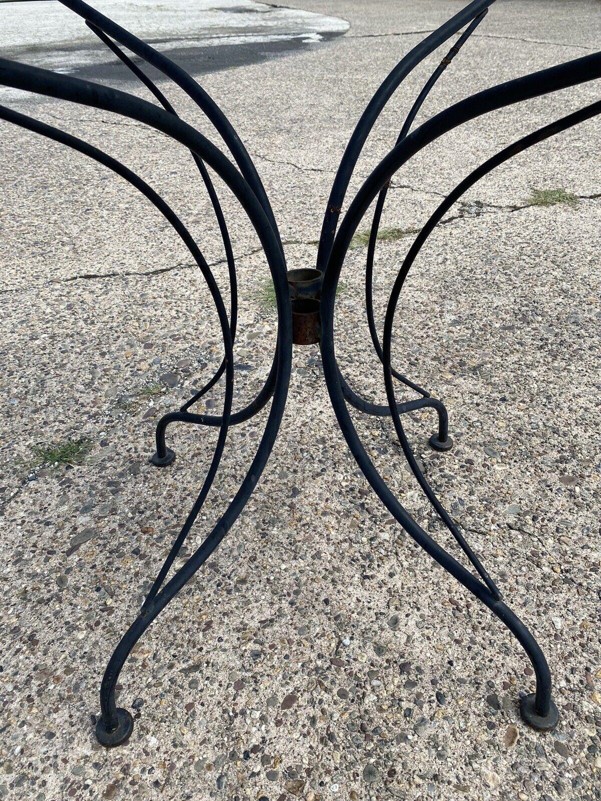 Vintage Wrought Iron Scroll Arm Garden Patio Dining Set 4 Chairs, 5pc Set 4