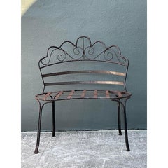 Vintage Wrought Iron Scroll Bench