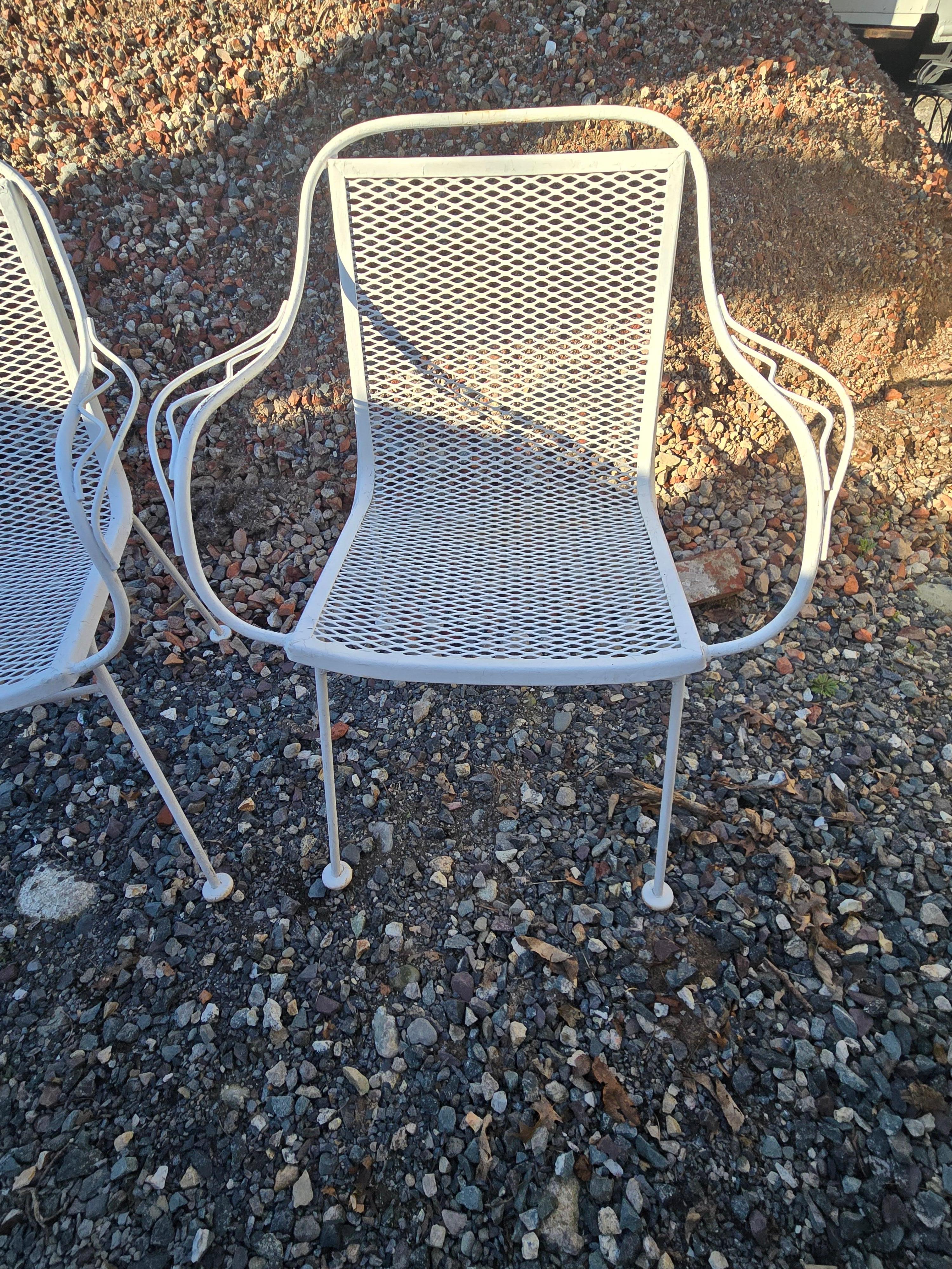 20th Century Vintage Wrought Iron Sculptura Outdoor Patio Chairs Set of 6 For Sale