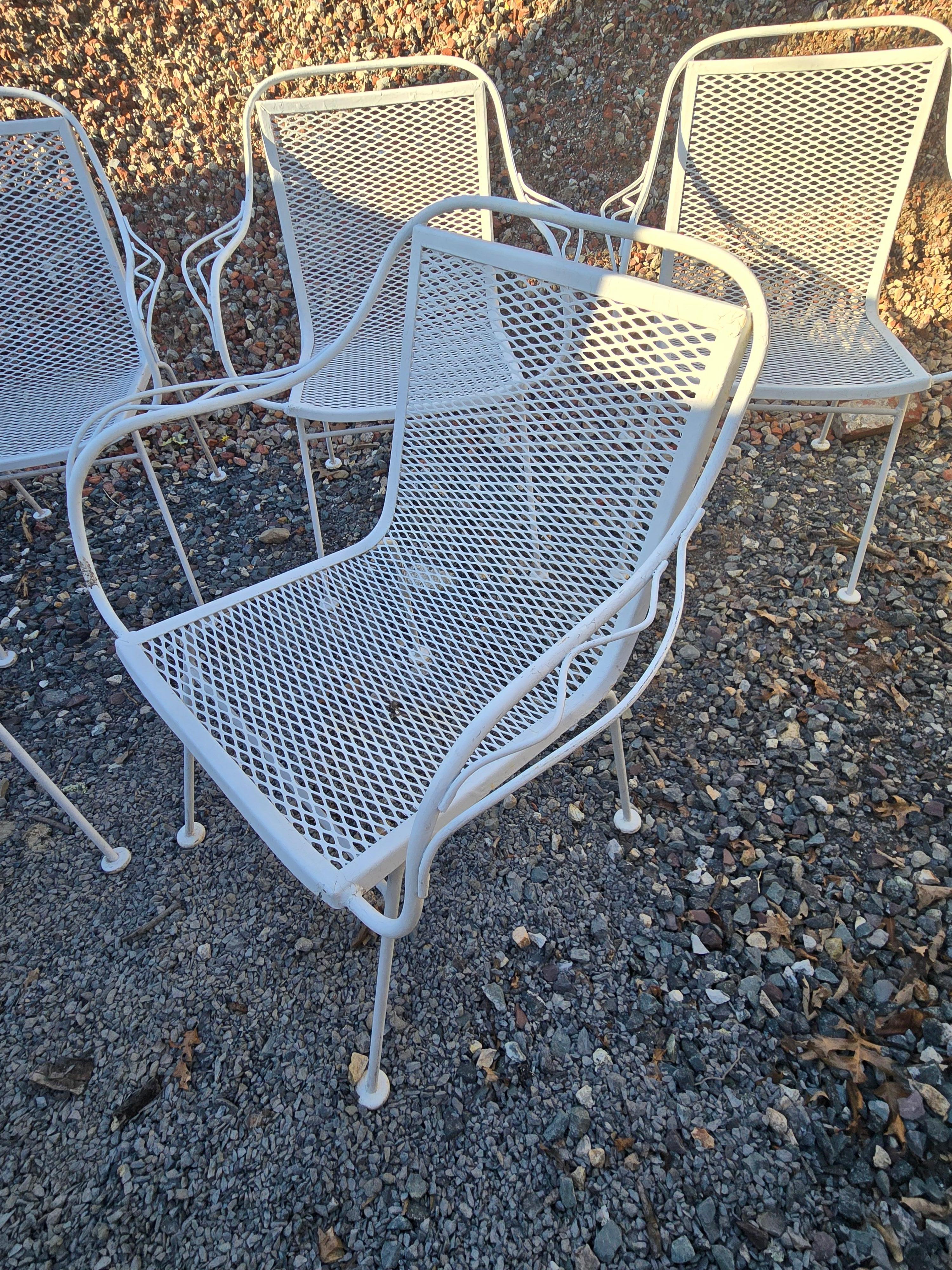 Vintage Wrought Iron Sculptura Outdoor Patio Chairs Set of 6 For Sale 1