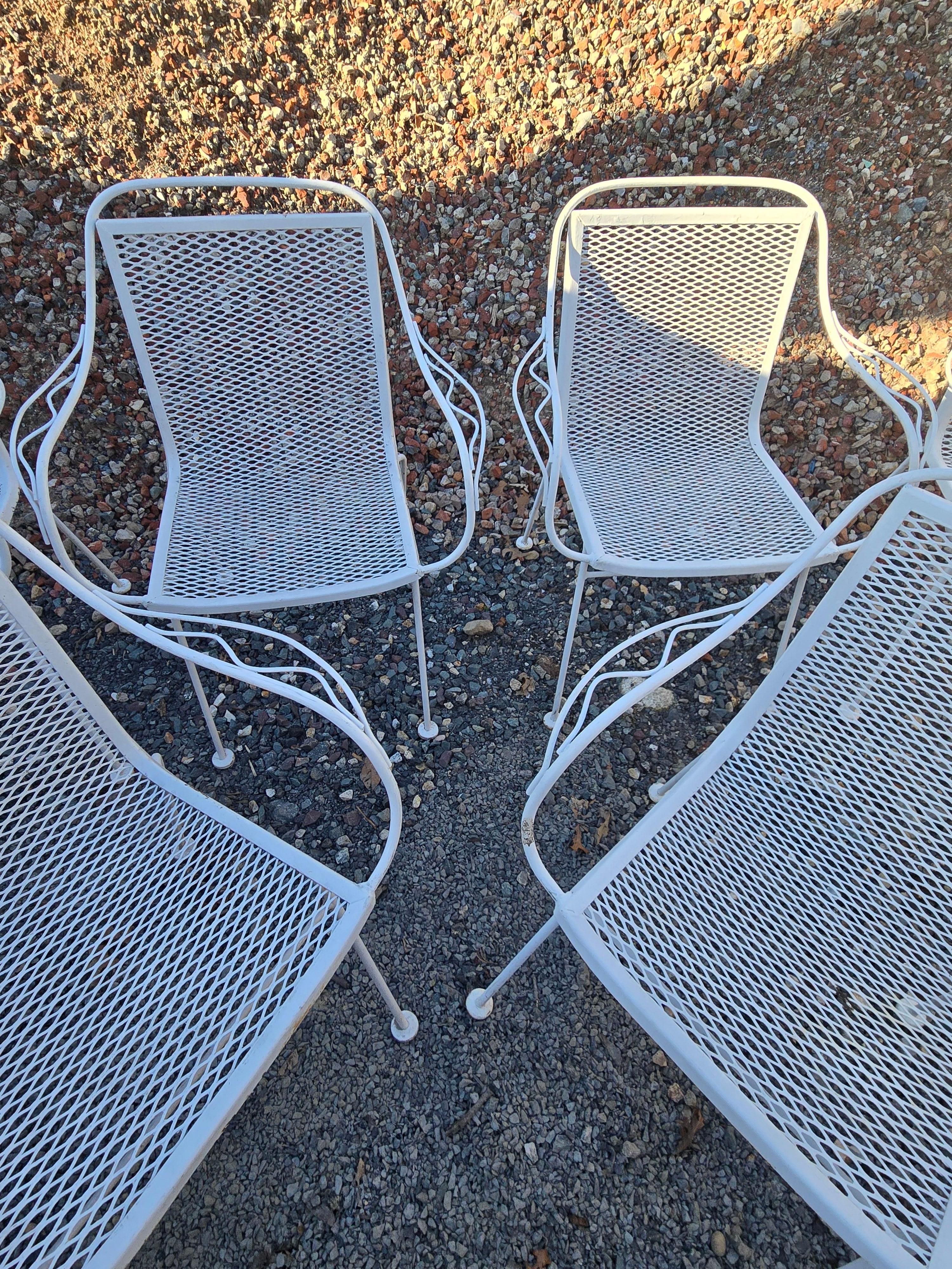 Vintage Wrought Iron Sculptura Outdoor Patio Chairs Set of 6 For Sale 2