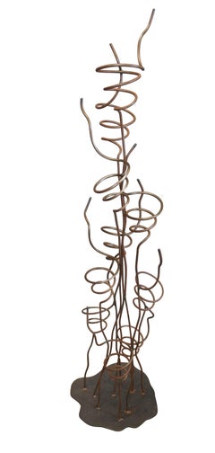 Vintage Wrought Iron Sculptural 10 Bottle Wine Tree Rack Holder 53"