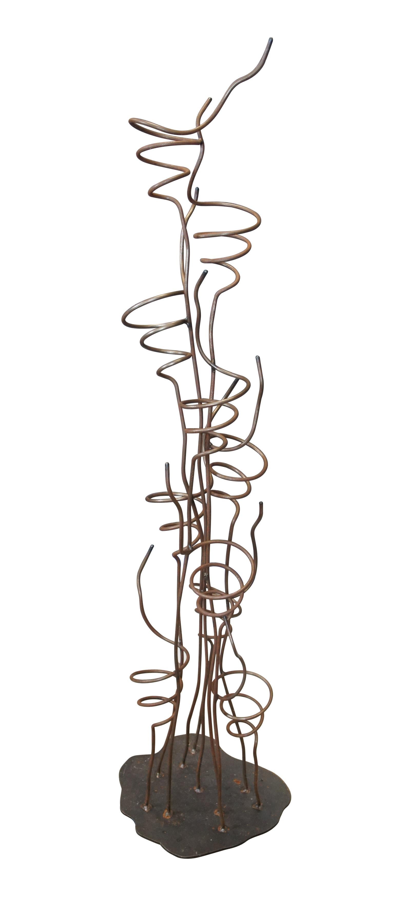 Brutalist Vintage Wrought Iron Sculptural 10 Bottle Wine Tree Rack Holder 53