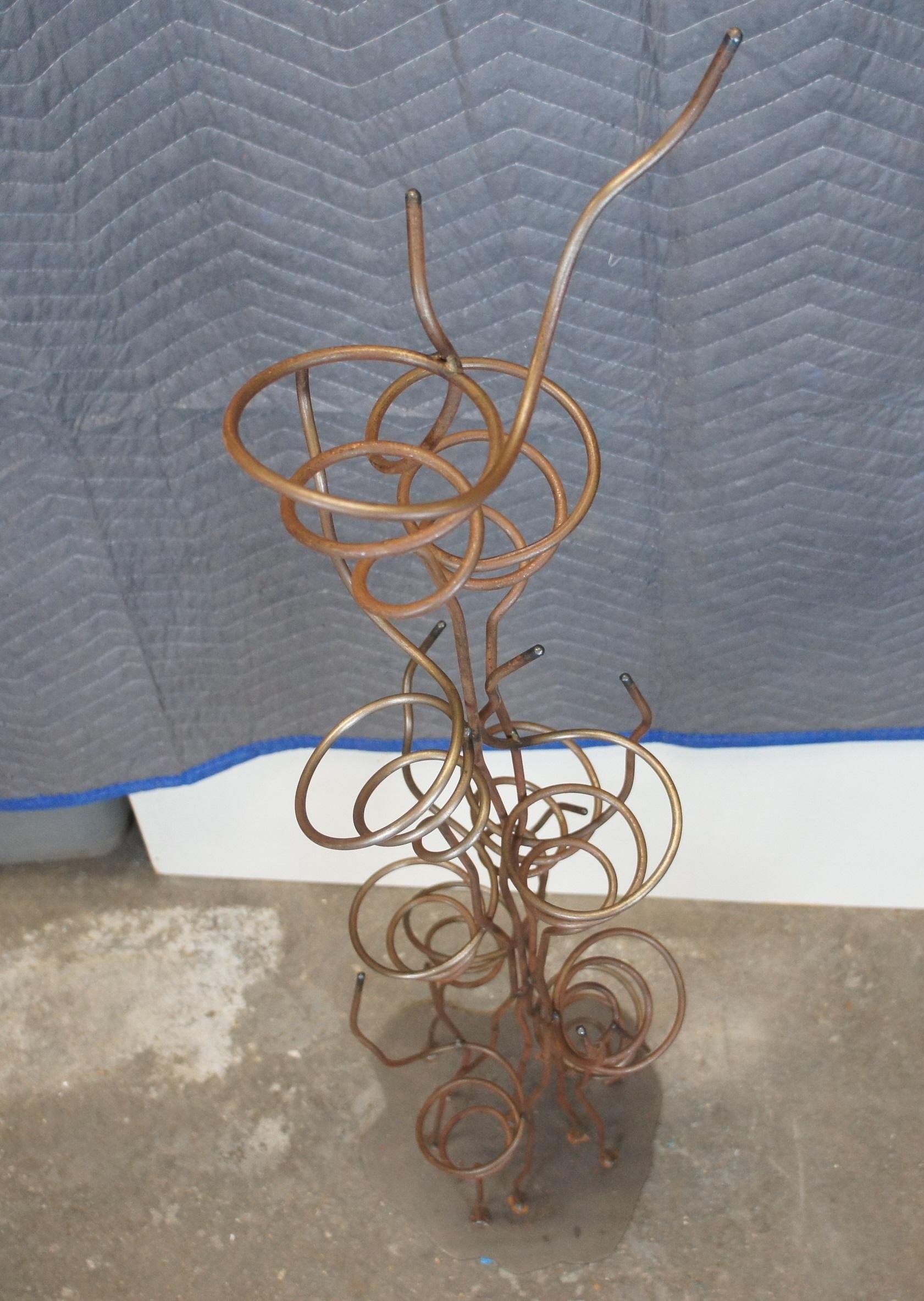 Vintage Wrought Iron Sculptural 10 Bottle Wine Tree Rack Holder 53