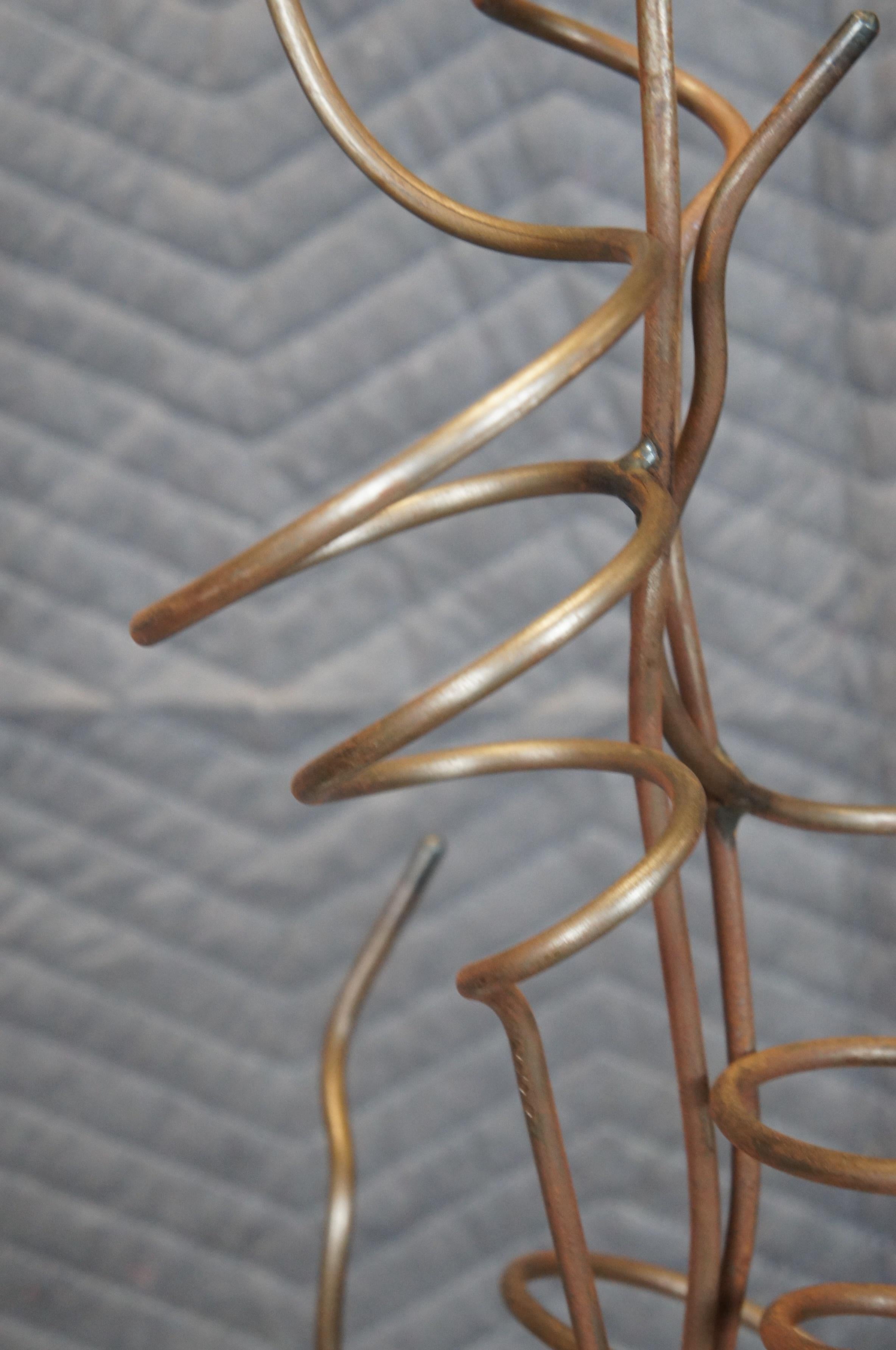 Vintage Wrought Iron Sculptural 10 Bottle Wine Tree Rack Holder 53