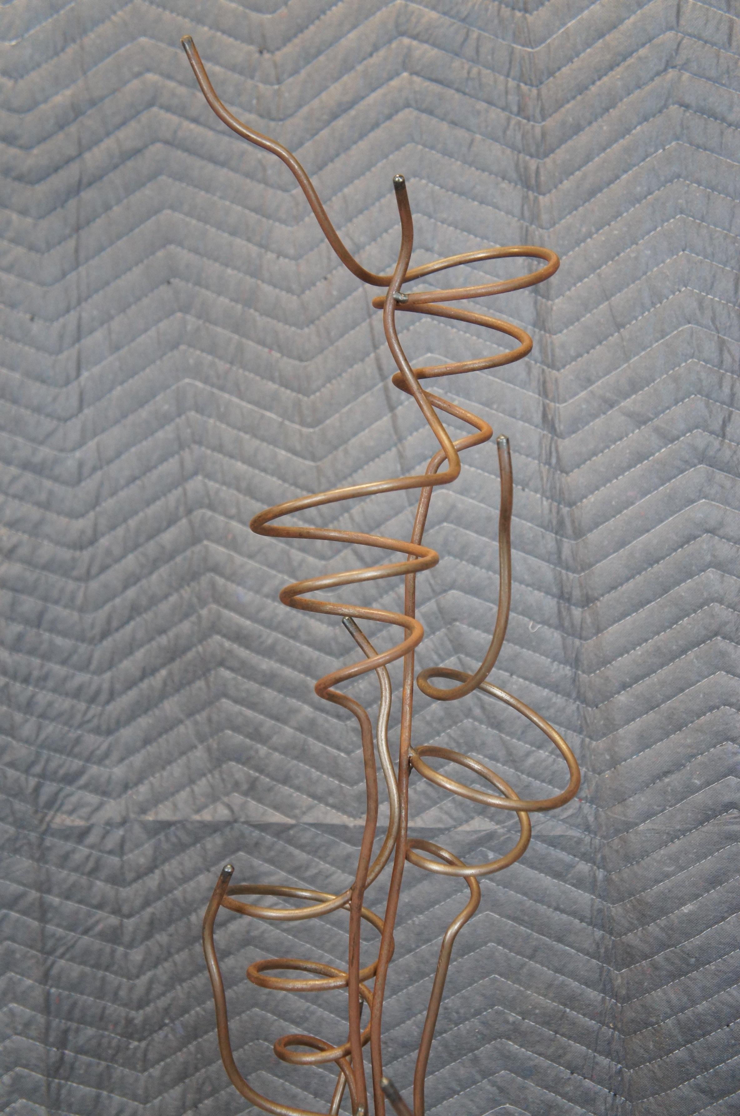 Vintage Wrought Iron Sculptural 10 Bottle Wine Tree Rack Holder 53