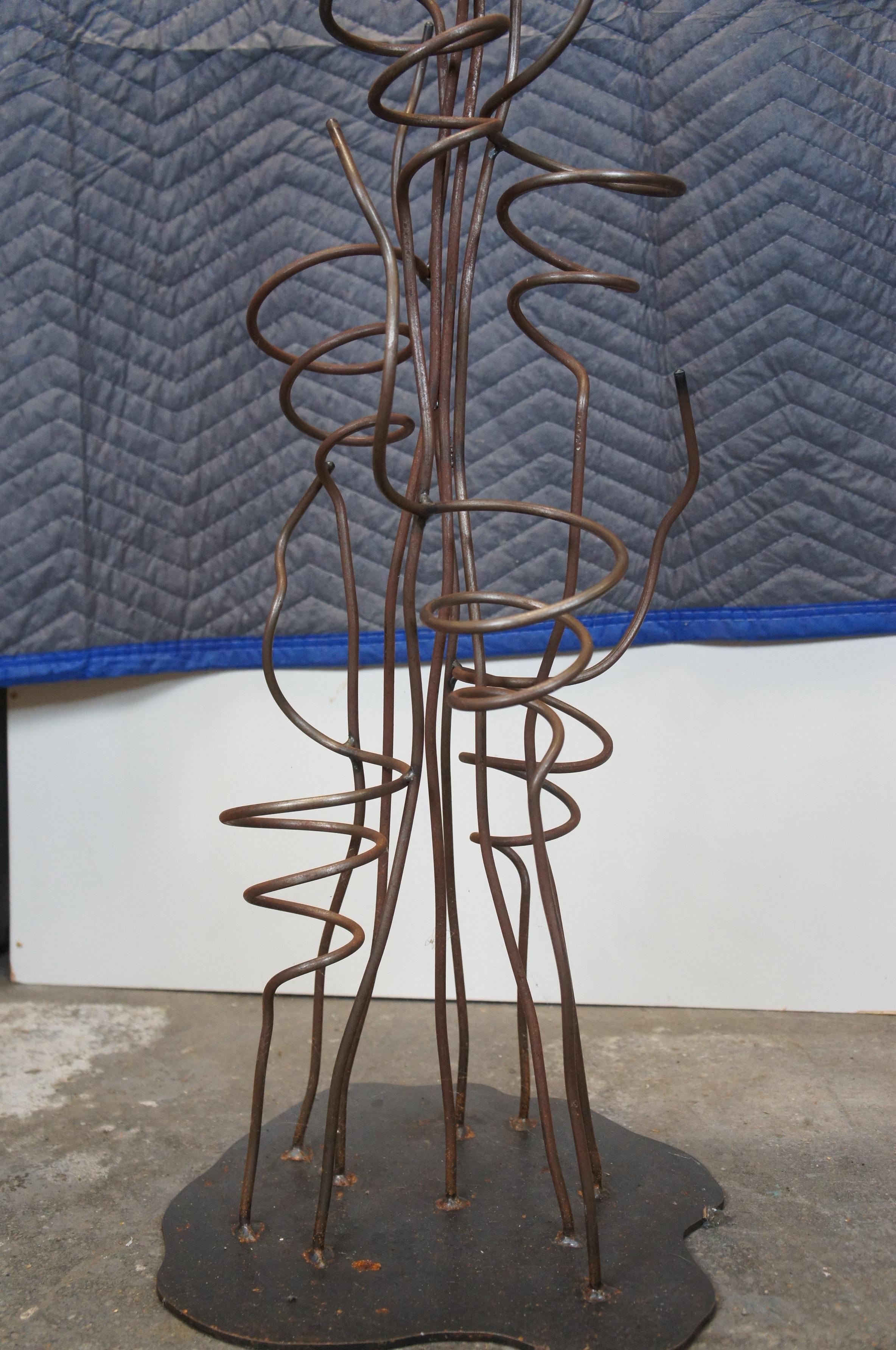 Vintage Wrought Iron Sculptural 10 Bottle Wine Tree Rack Holder 53