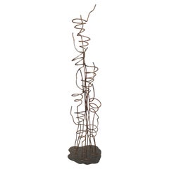 Vintage Wrought Iron Sculptural 10 Bottle Wine Tree Rack Holder 53"